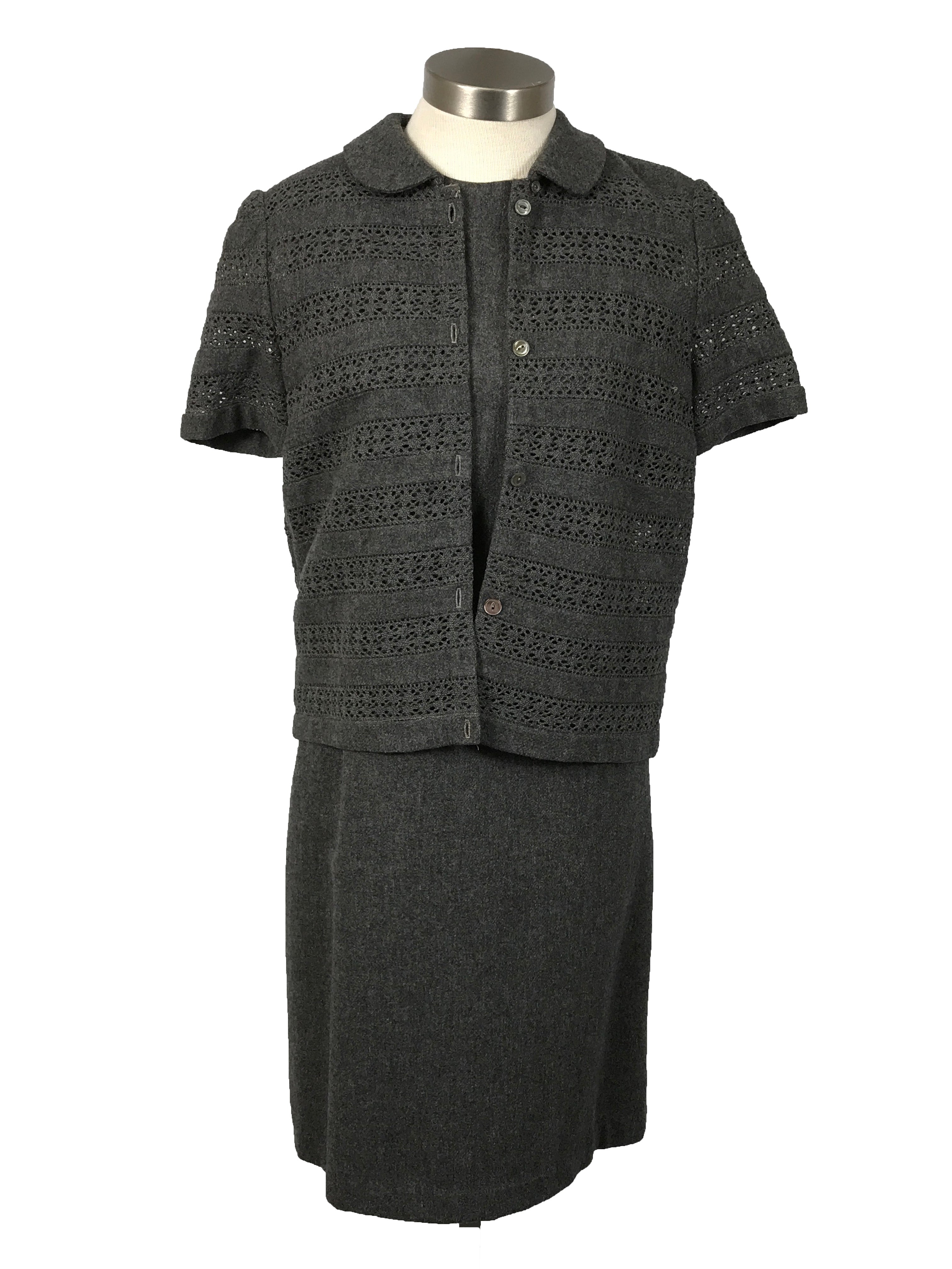 Vintage Anne Fogarty A.F. Boutique Women's Gray Wool Suit Dress