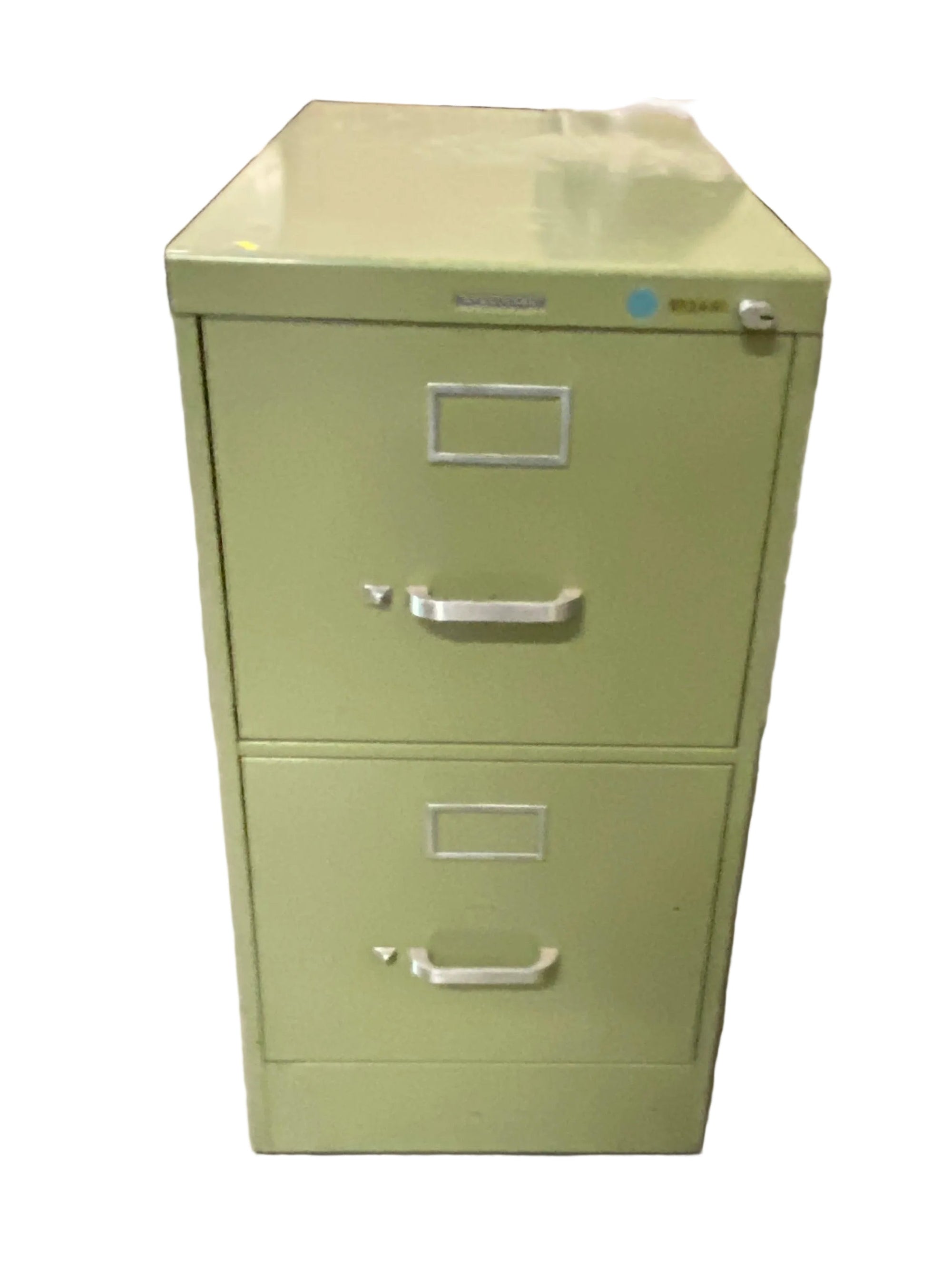 Steelcase Green 2 Drawer Thumb Latch File Cabinet