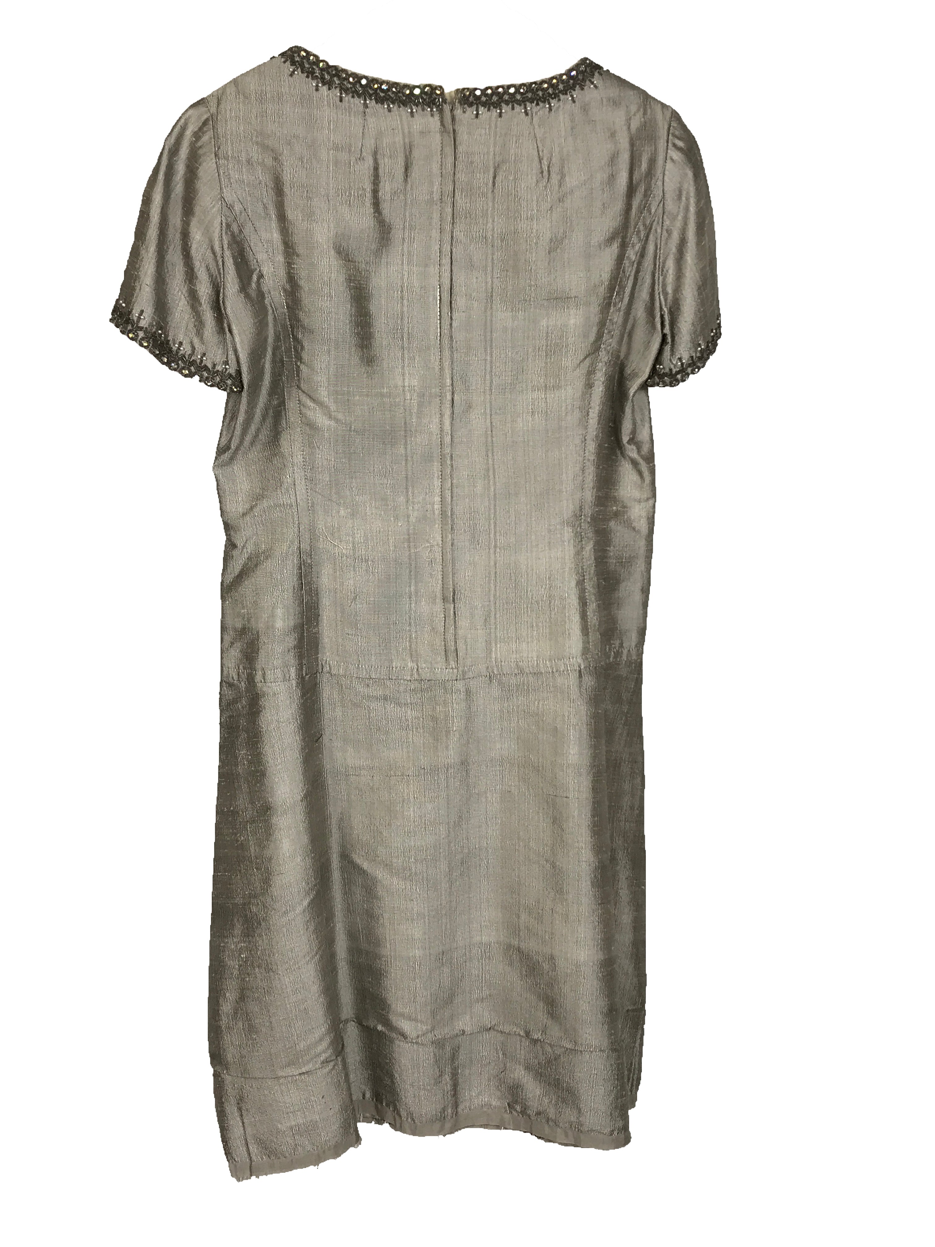 Vintage Helen Calhoun Women's Silver Thai Dress with Matching Silver Coat