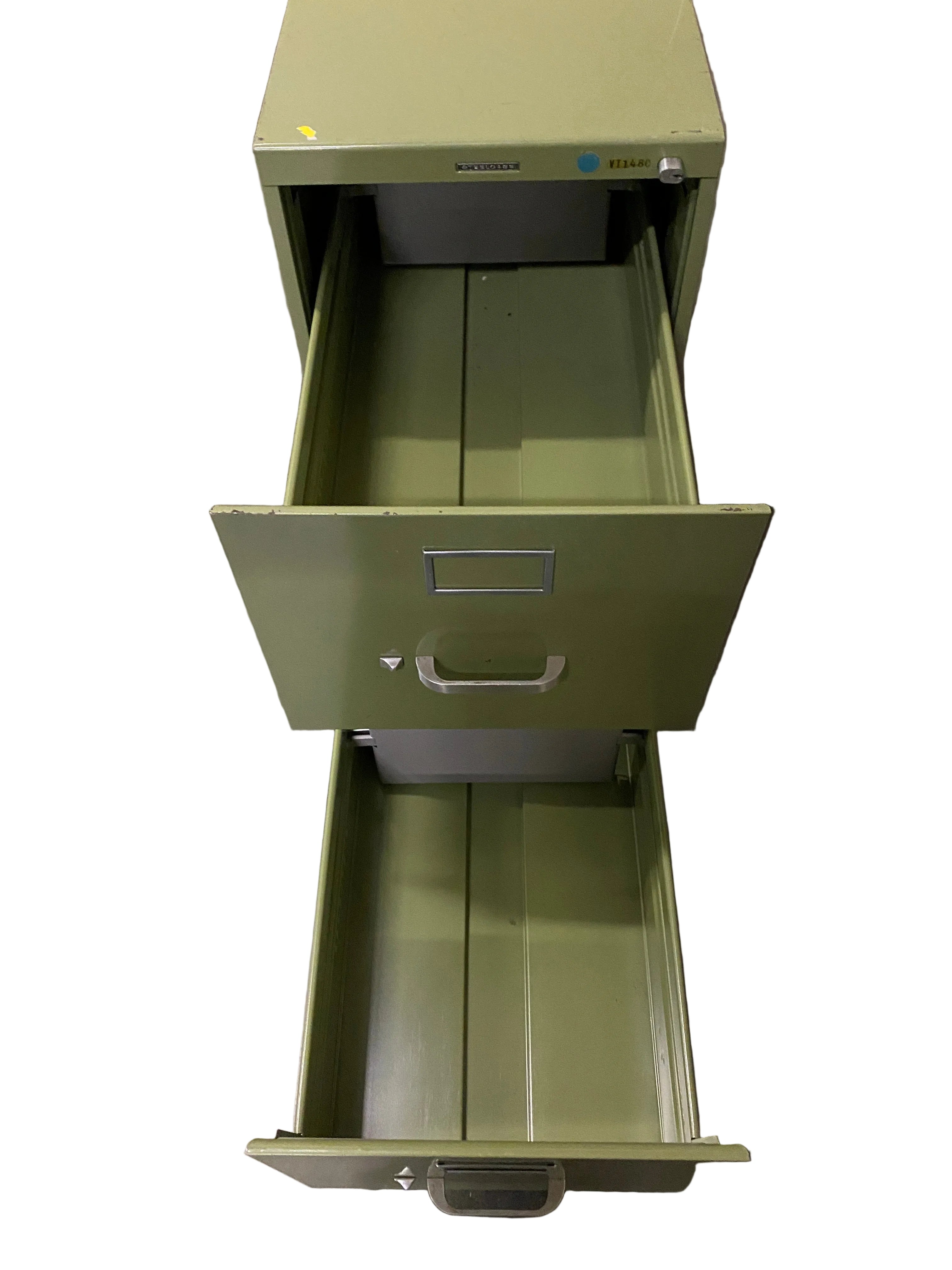 Steelcase Green 2 Drawer Thumb Latch File Cabinet