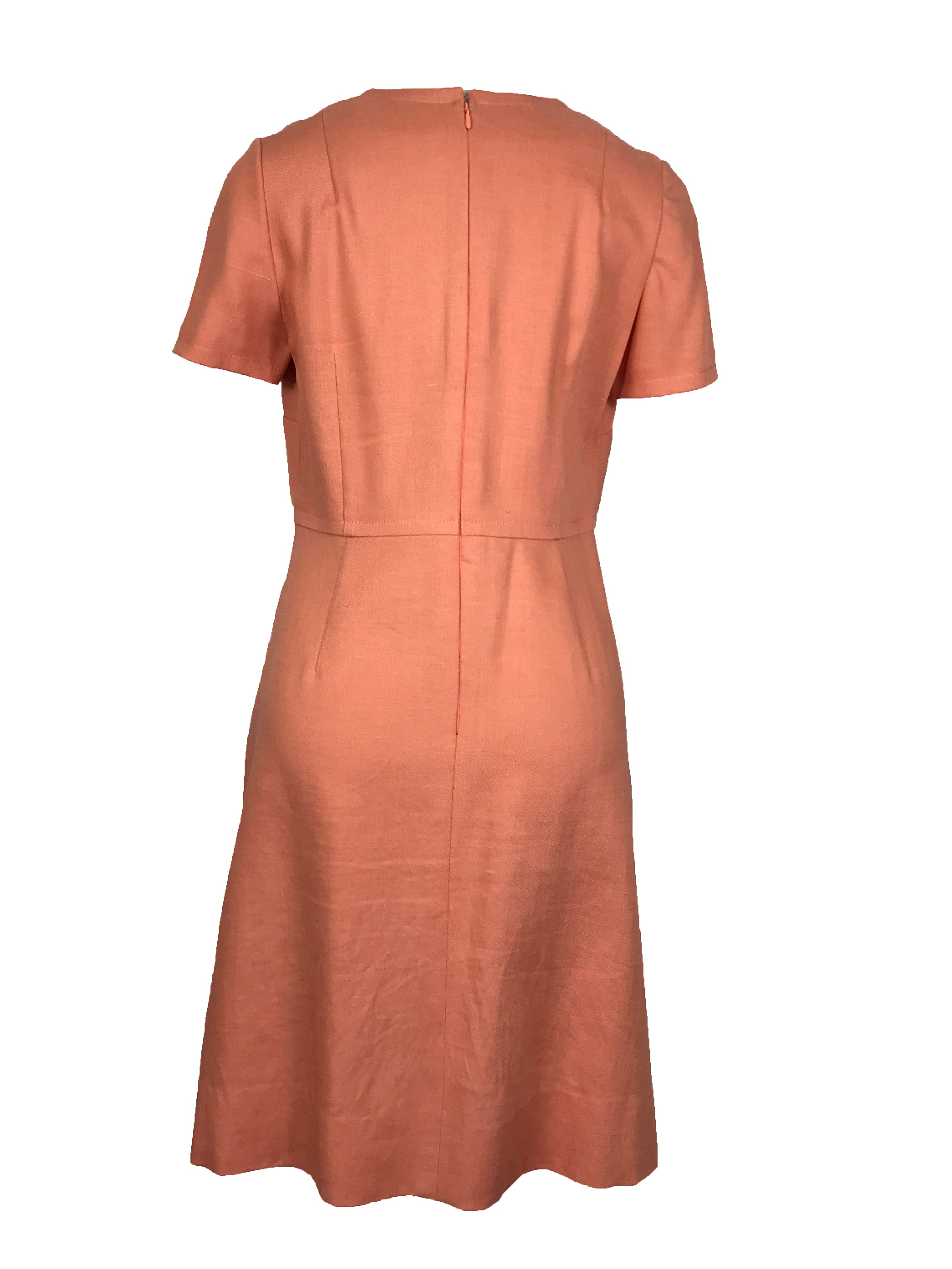 Vintage Light Pink Shantung Silk Knee-Length Dress
