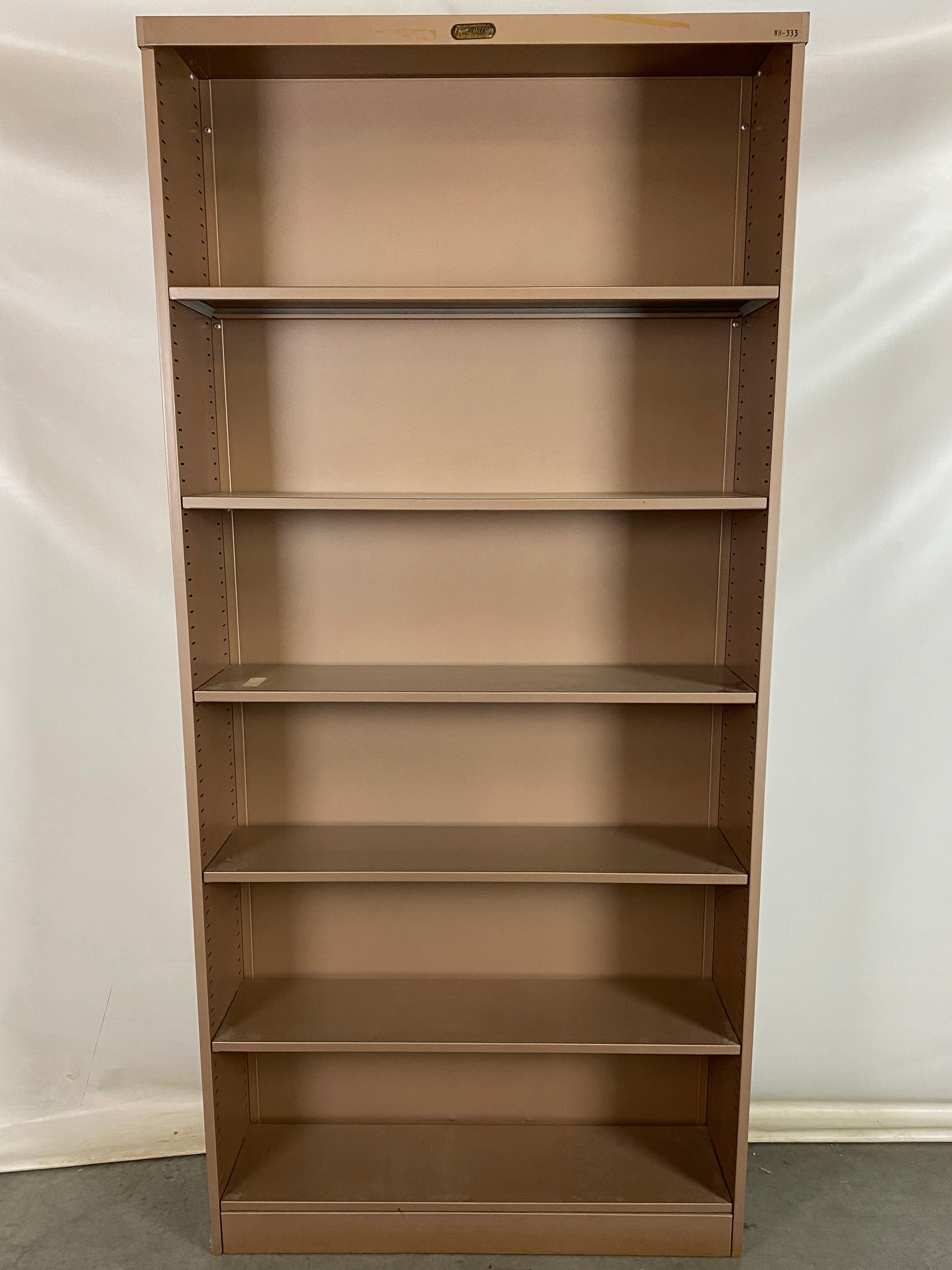 Brown 6-Shelf Metal Bookcase