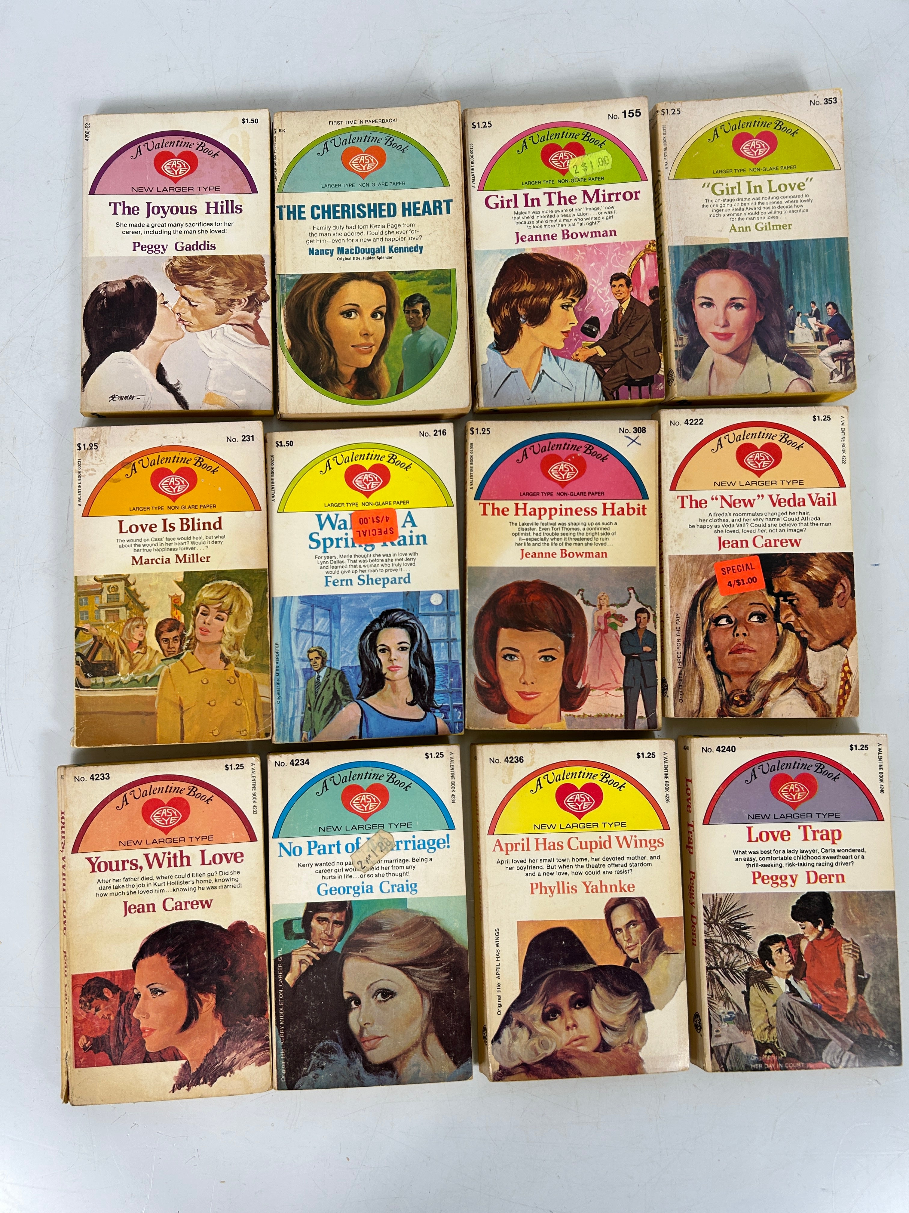 Valentine Books EASY EYE Lot of 12 Romance Paperbacks 1947-70