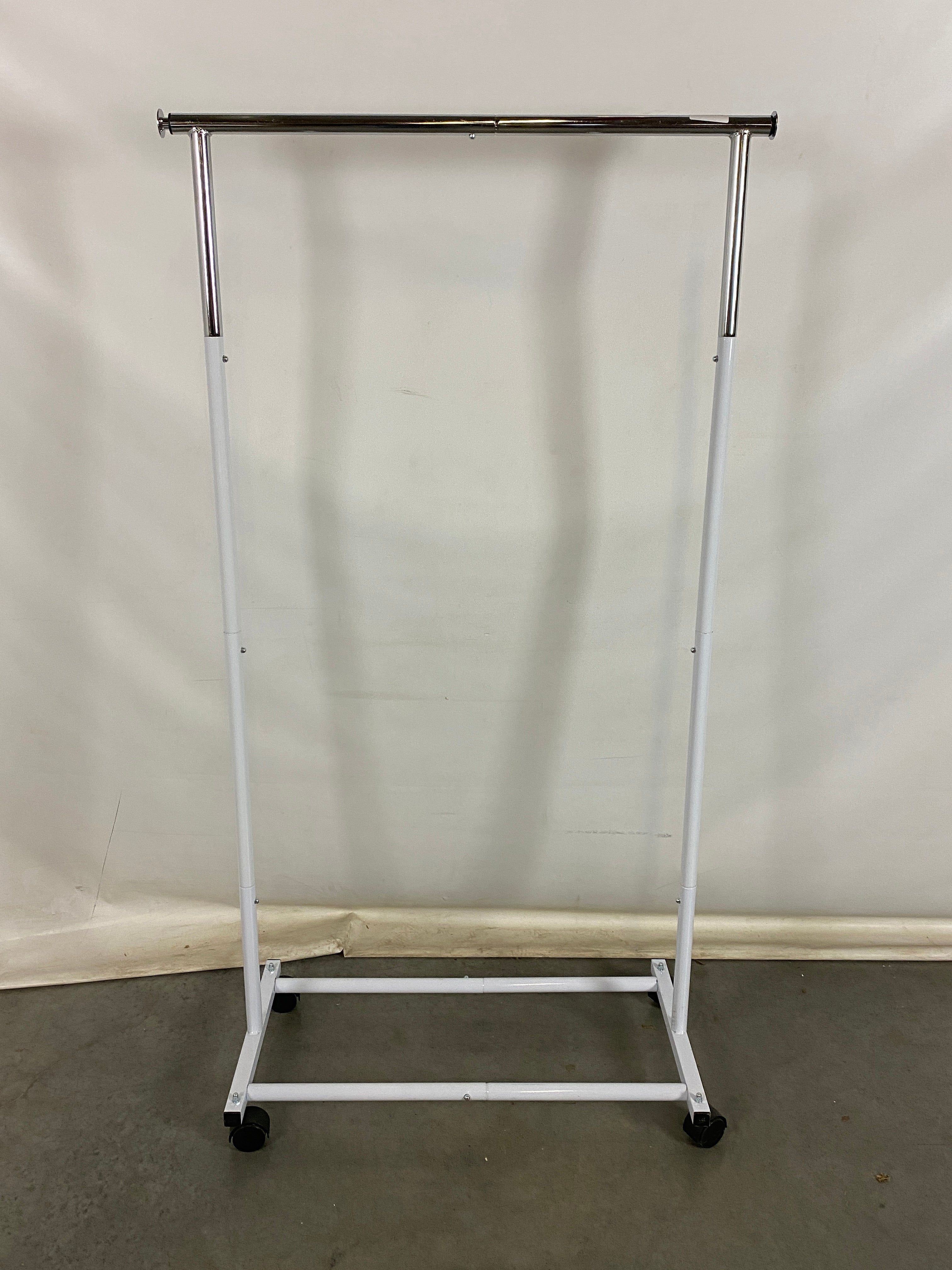 White Clothing Rack with Wheels