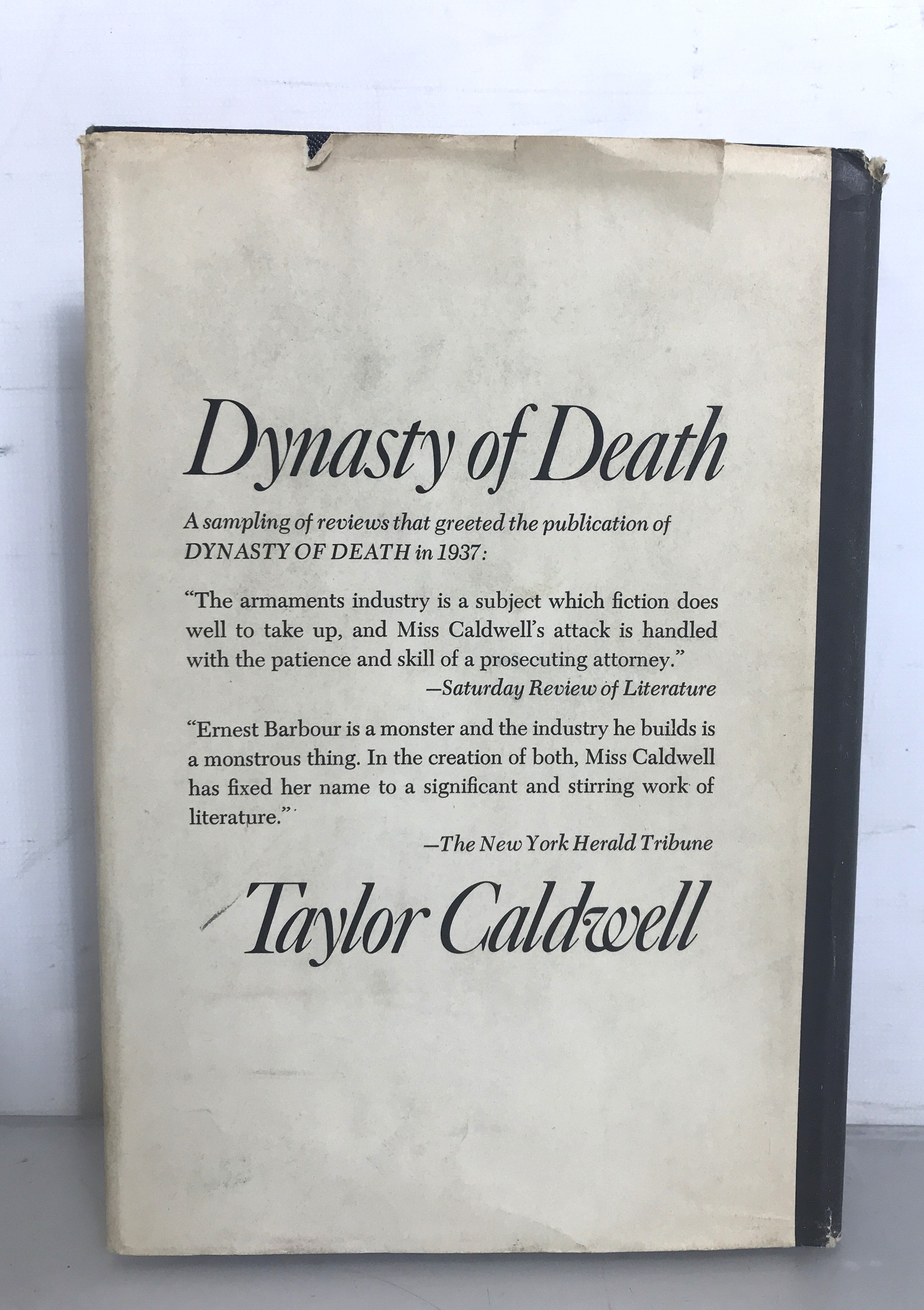 Dynasty of Death by Taylor Caldwell 1938 BCE HC DJ