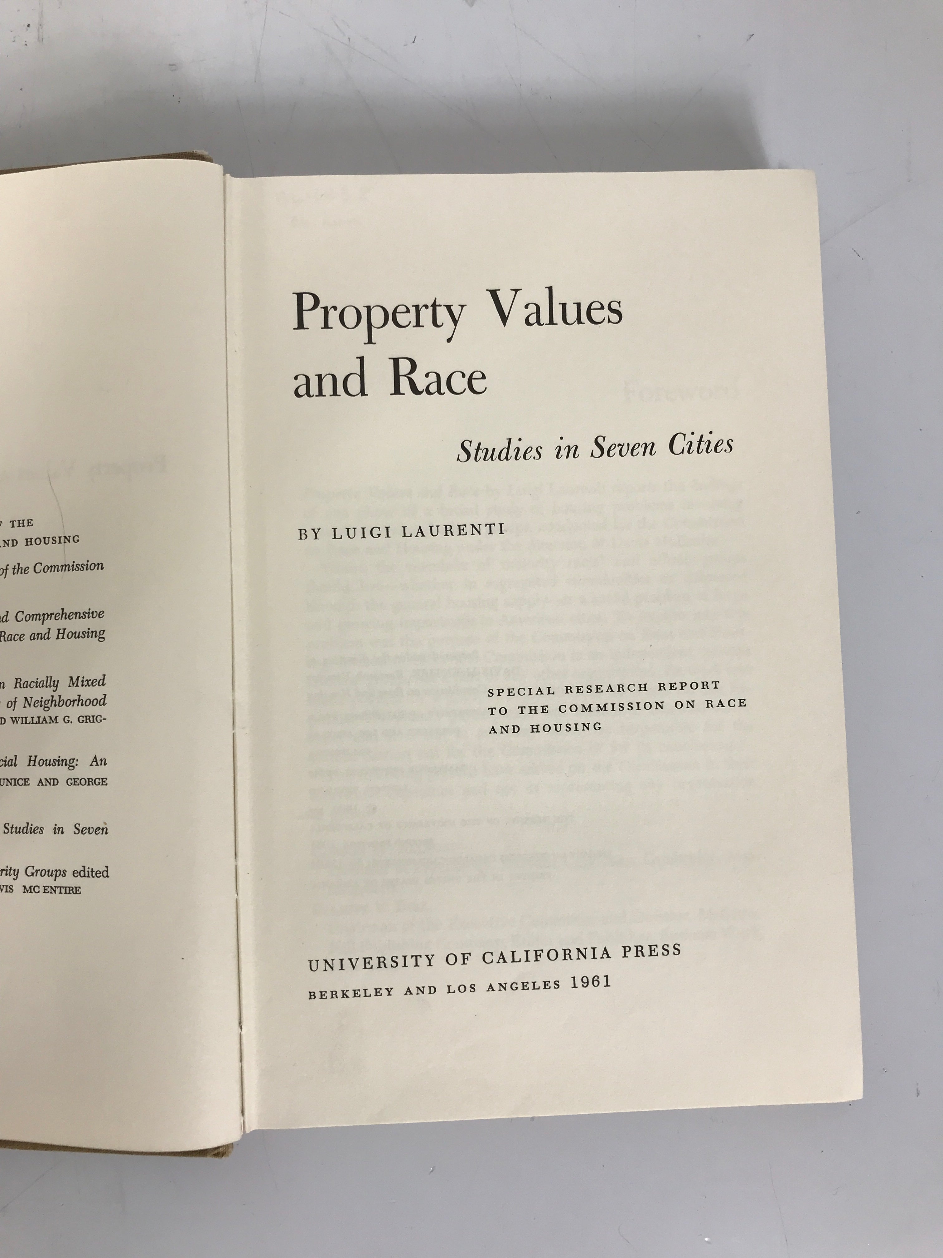 Property Values and Race in 7 Cities Laurenti 1961, 2nd Print Ex-Library