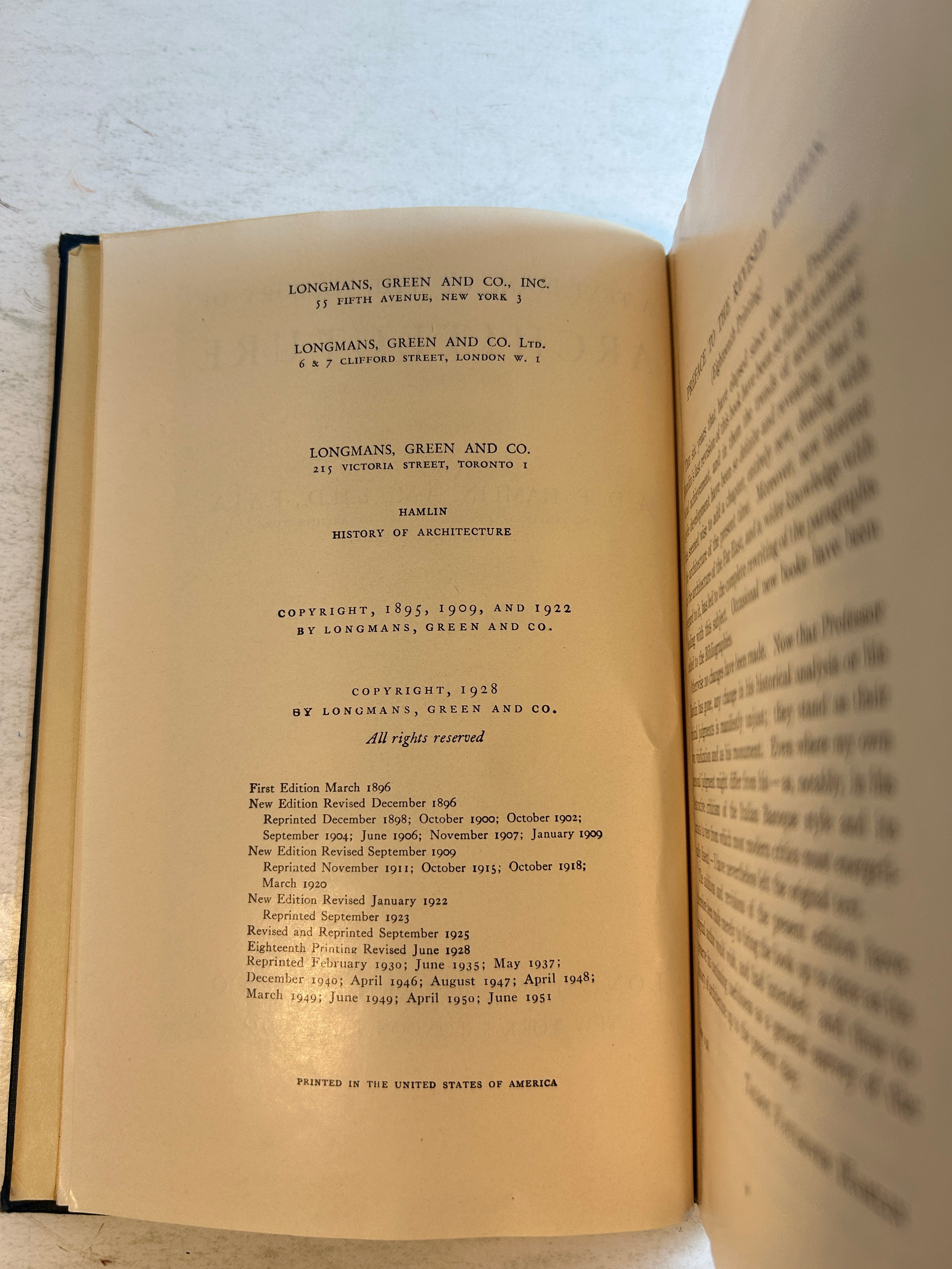A History of Architecture ADF Hamlin Ed John C Van Dyke Longmans Green & Co 1958
