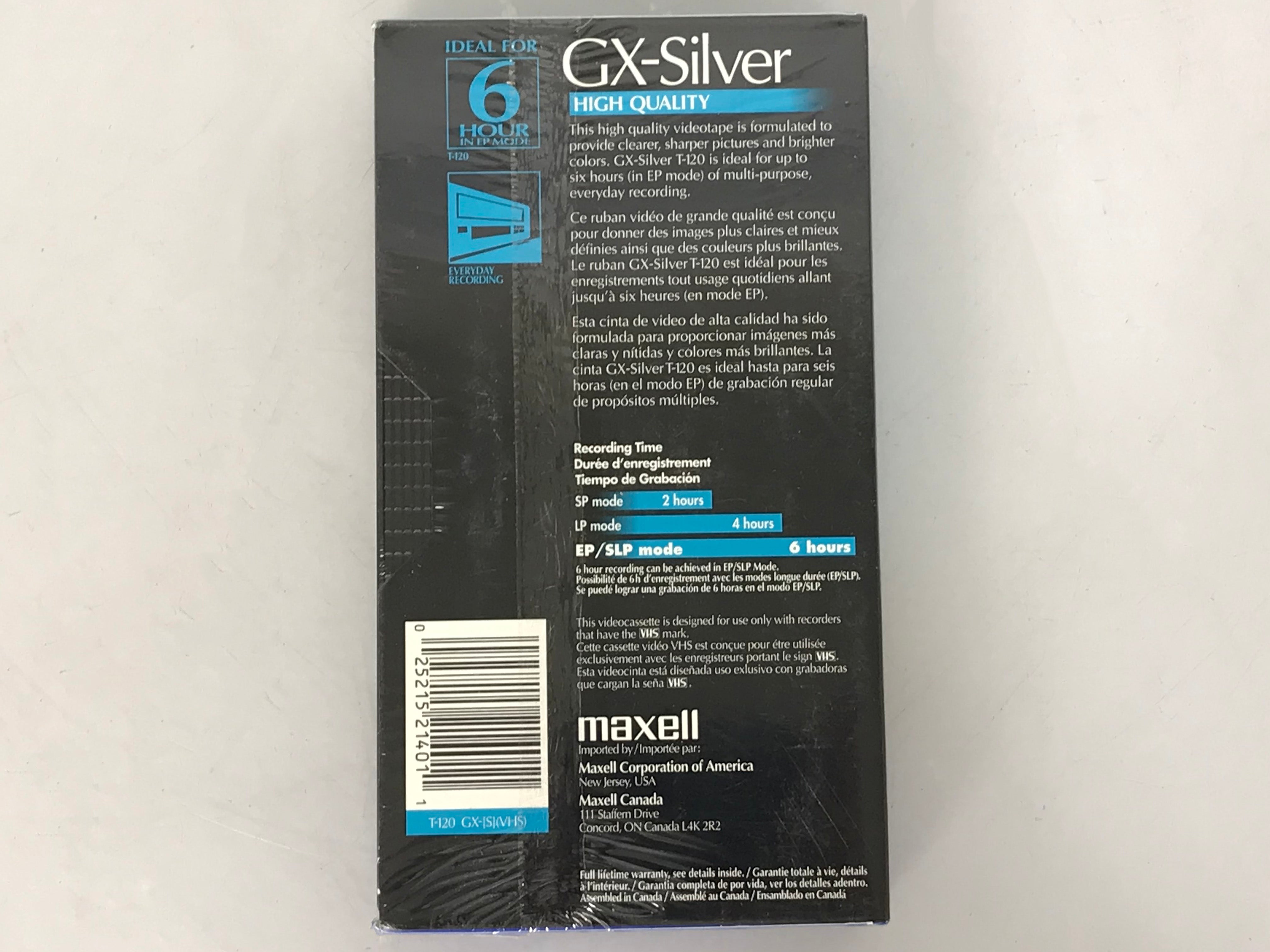 Maxell T120 GX-Silver High Quality VHS Video Blank Tapes