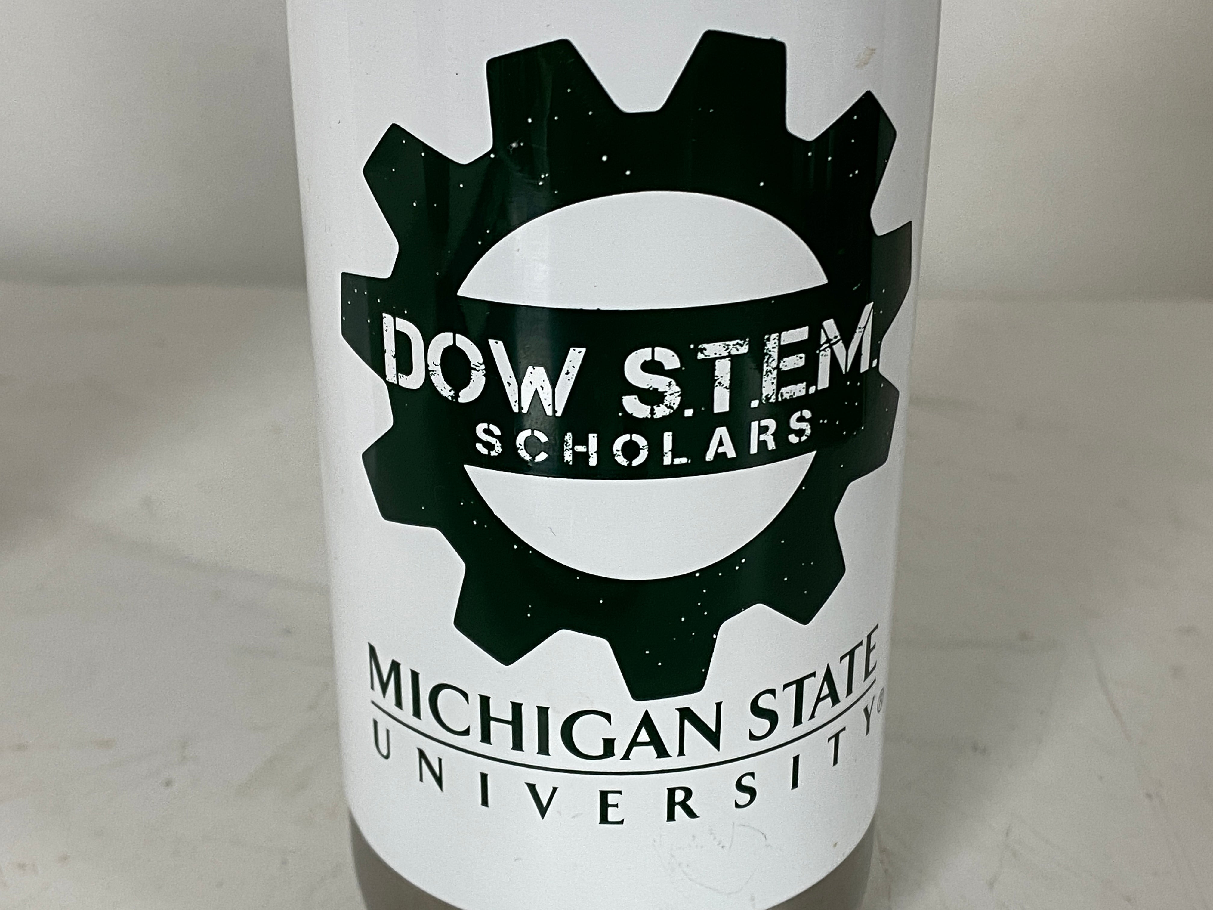 H2gO White MSU Dow Stem Scholars Metal Water Bottle