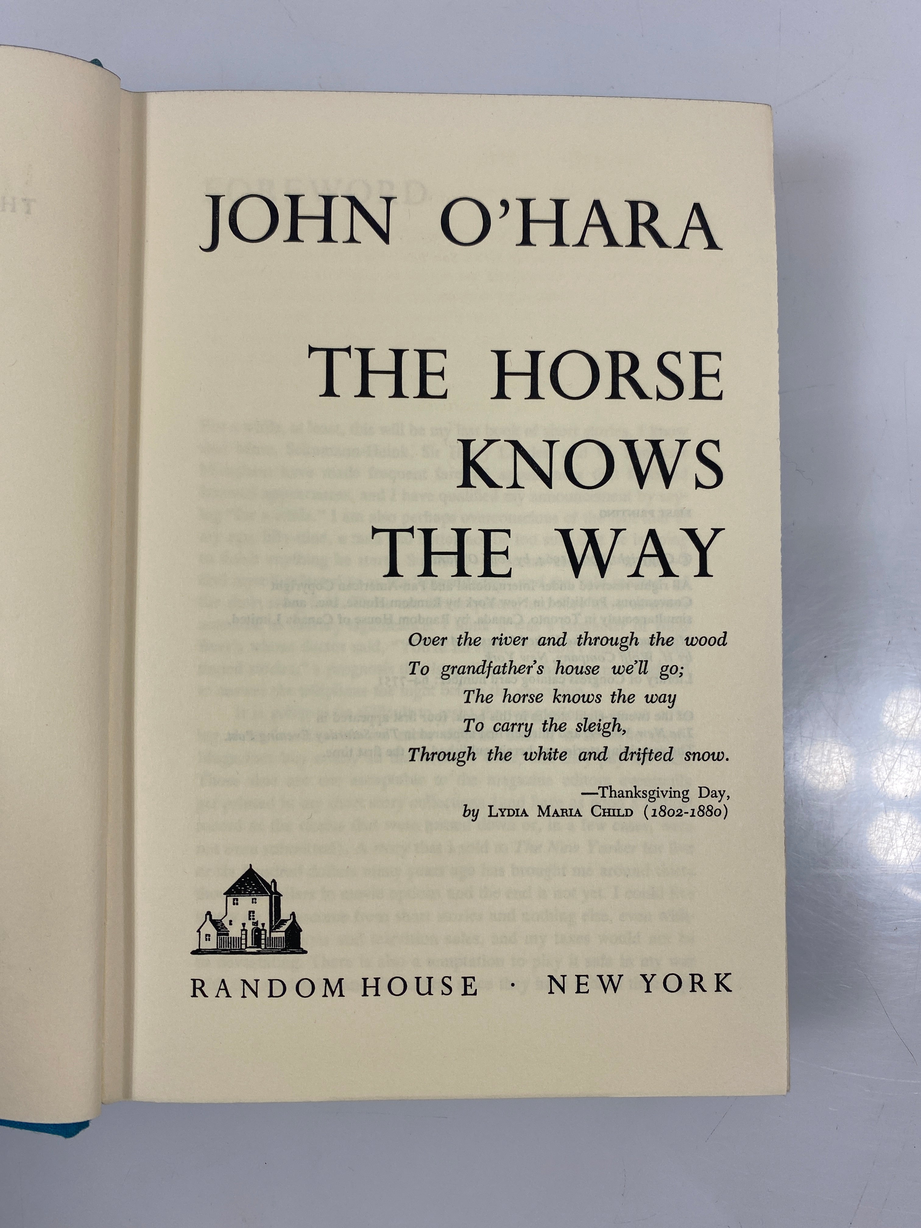 The Horse Knows the Way by John O'Hara 1964 HCDJ
