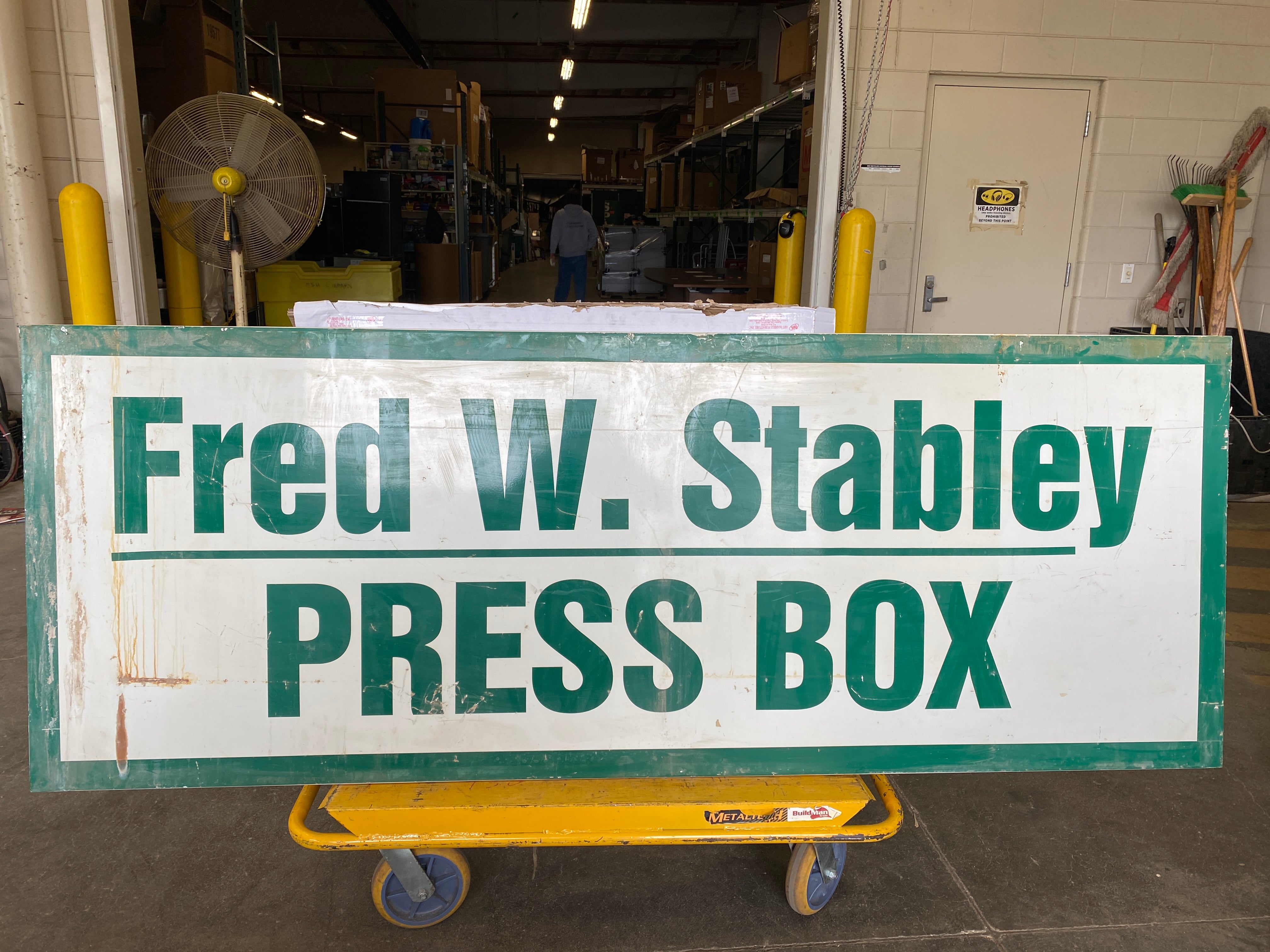 Fred W. Stabley Press Box Metal Sign