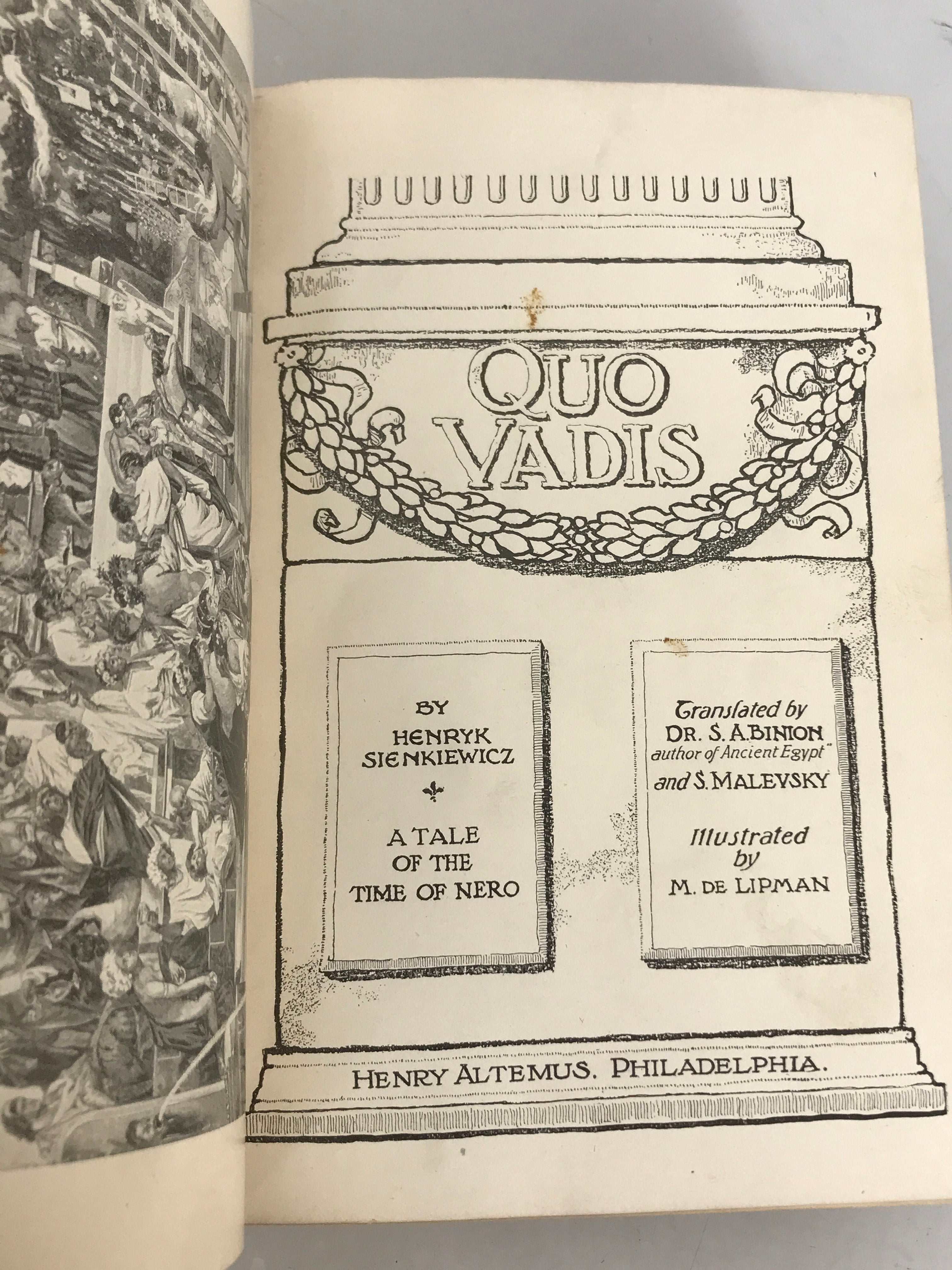 Quo Vadis Altemus' Edition by Sienkiewicz 1897 HC