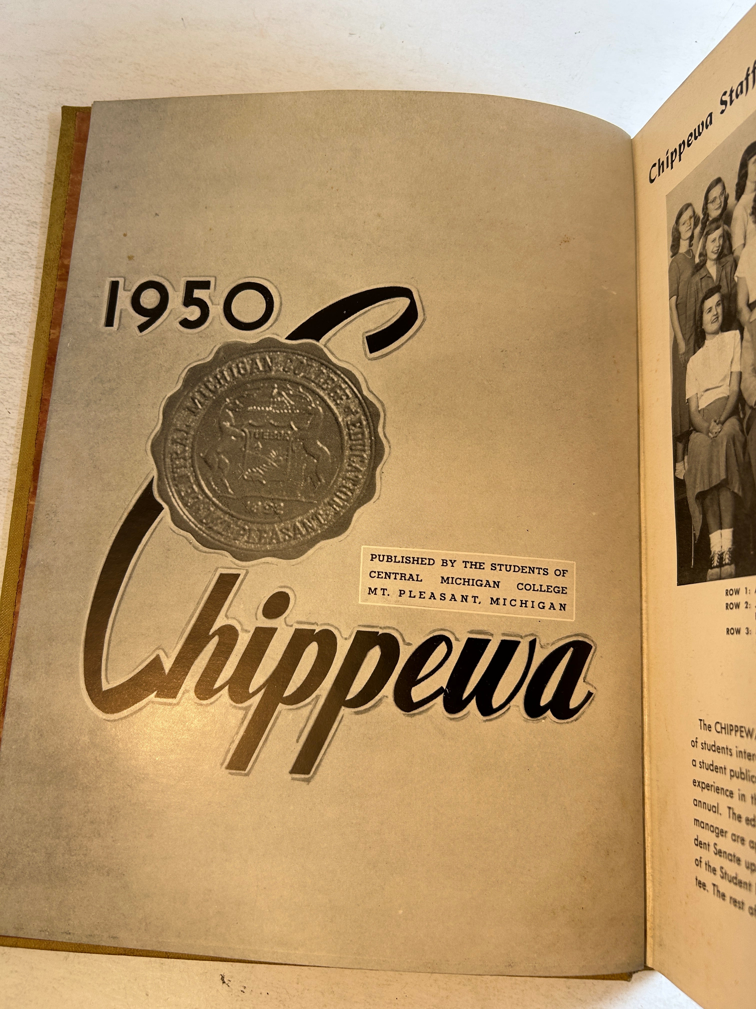 1950 "Chippewa" Central Michigan University Yearbook Mt. Pleasant, MI HC