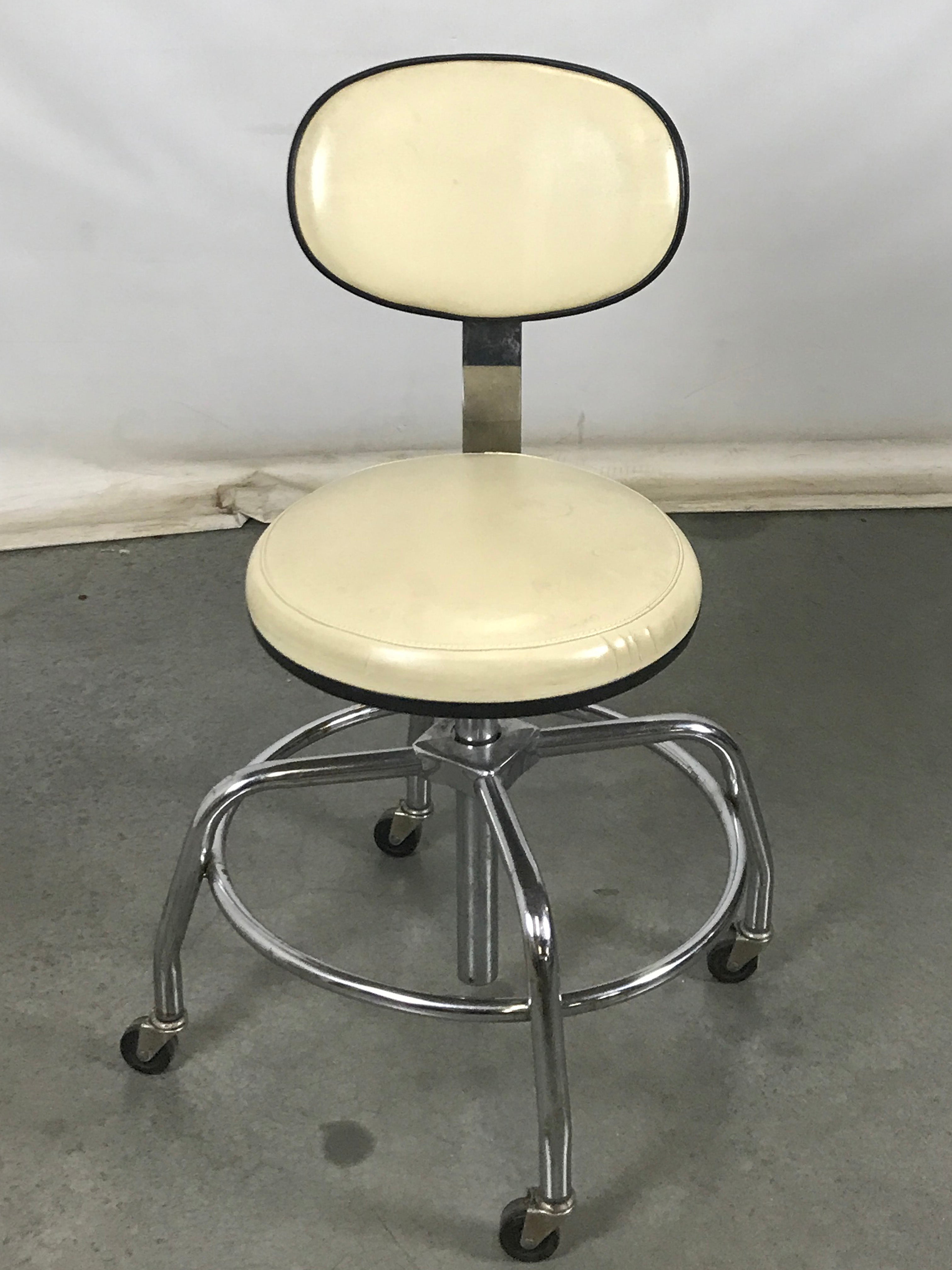 Cream Adjustable Rolling Desk Chair
