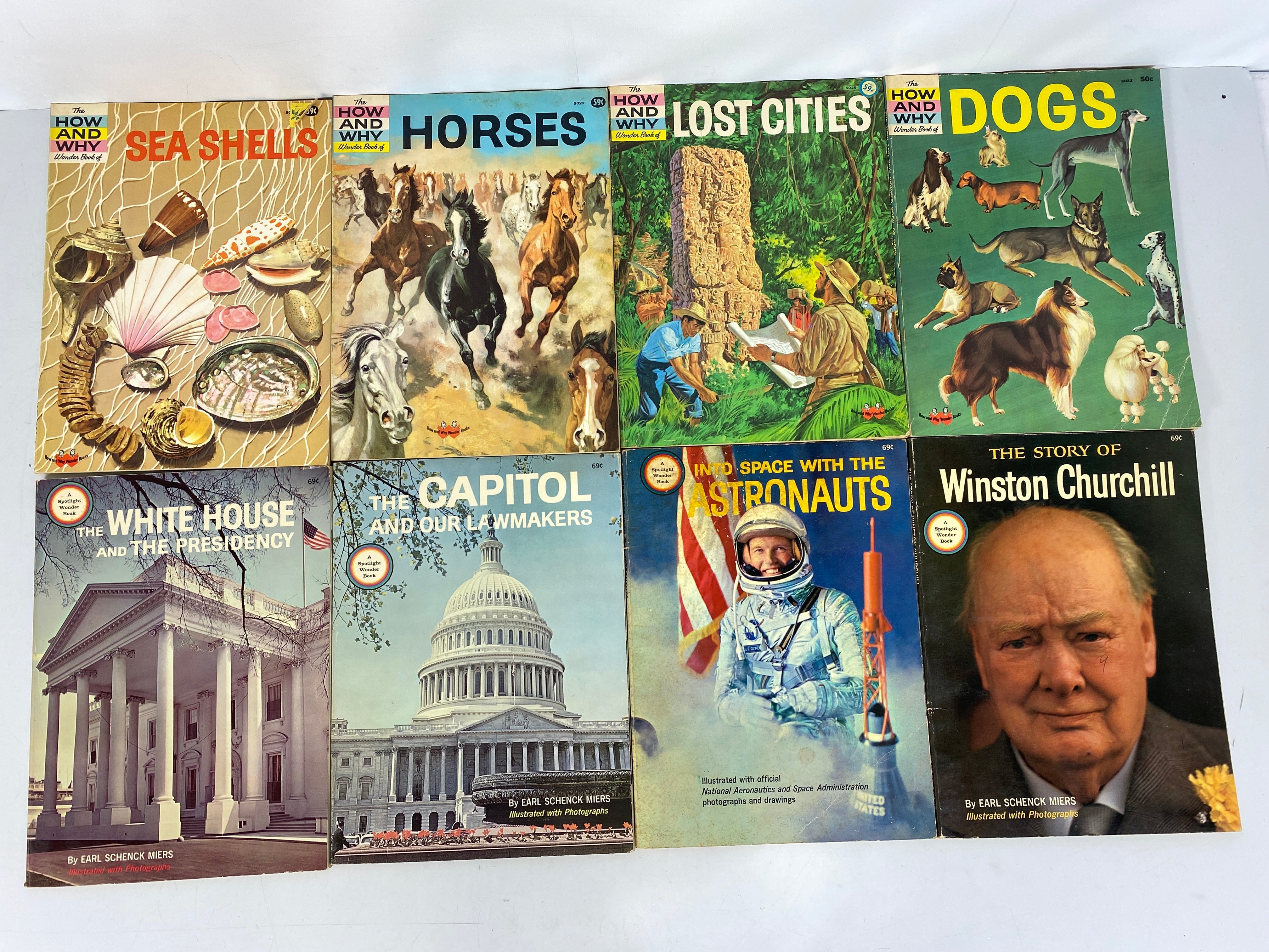 Lot of 8 How & Why/Spotlight Wonder Books incl Churchill Dogs Lost Cities SC