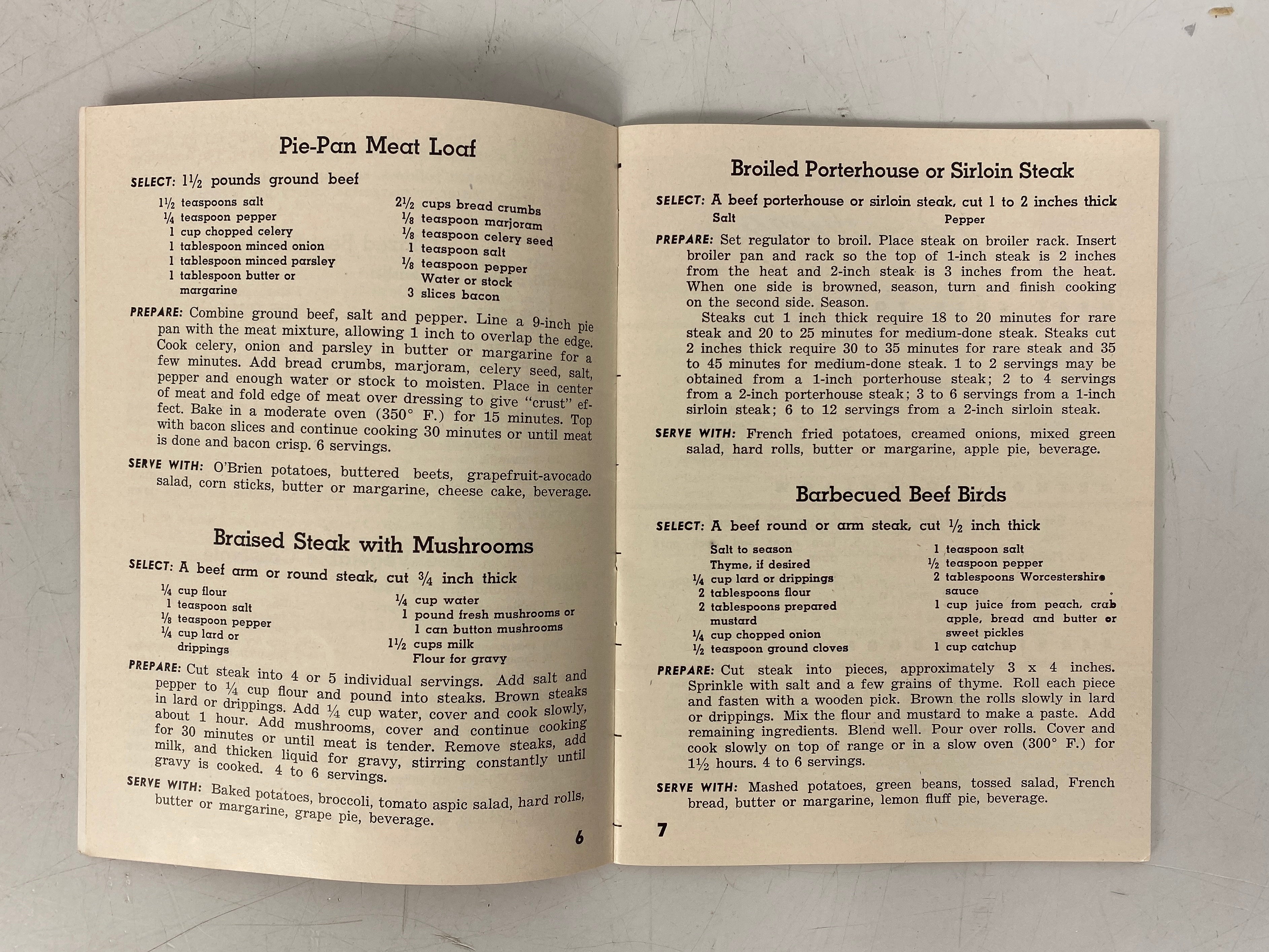 3 Vintage Meat Recipe Booklets w Supplements Betty Crocker/Rouse's Food Market