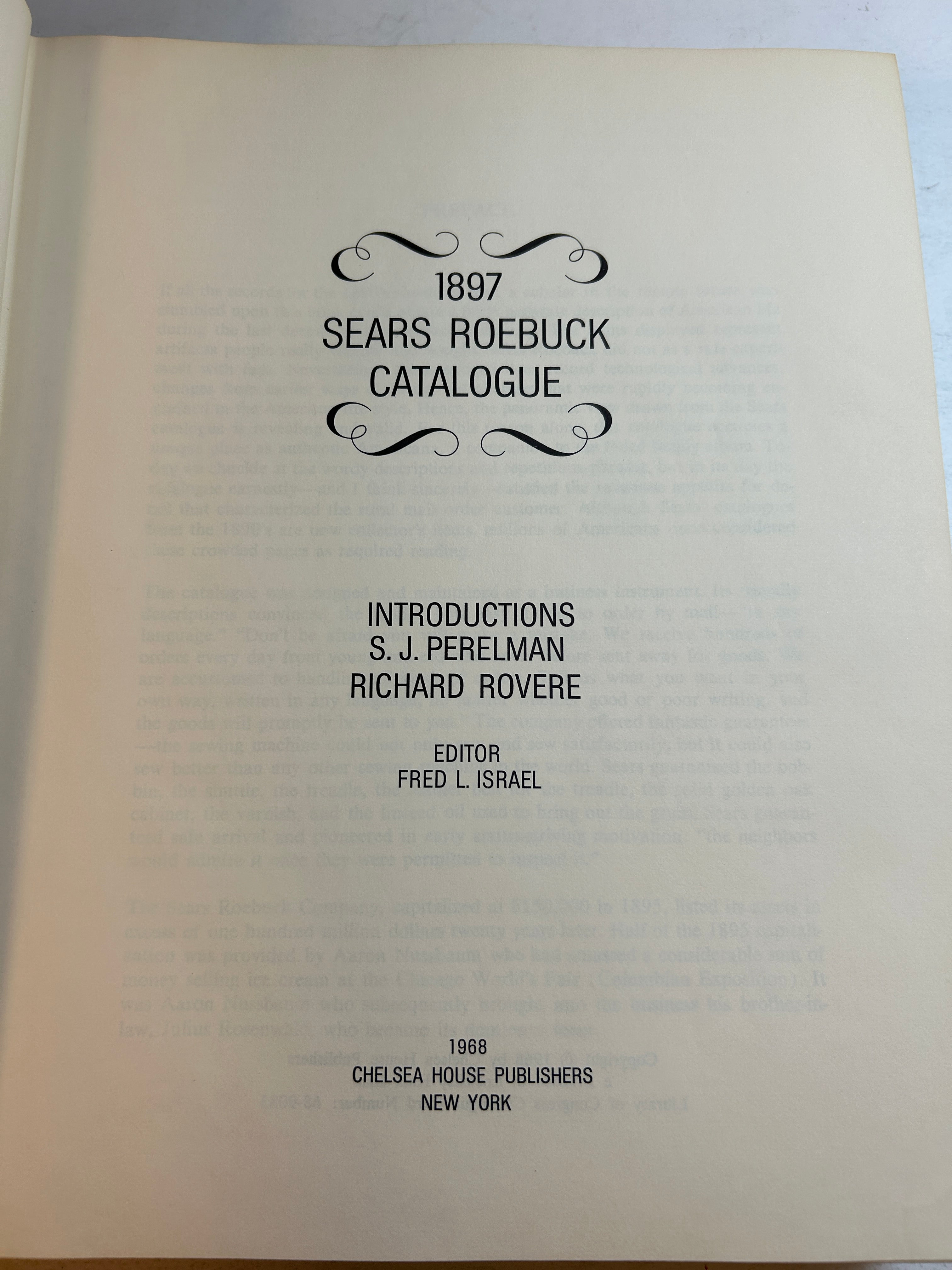 1897 Sears Roebuck Catalogue Editor Fred L Israel 1968 Chelsea House Pub HC