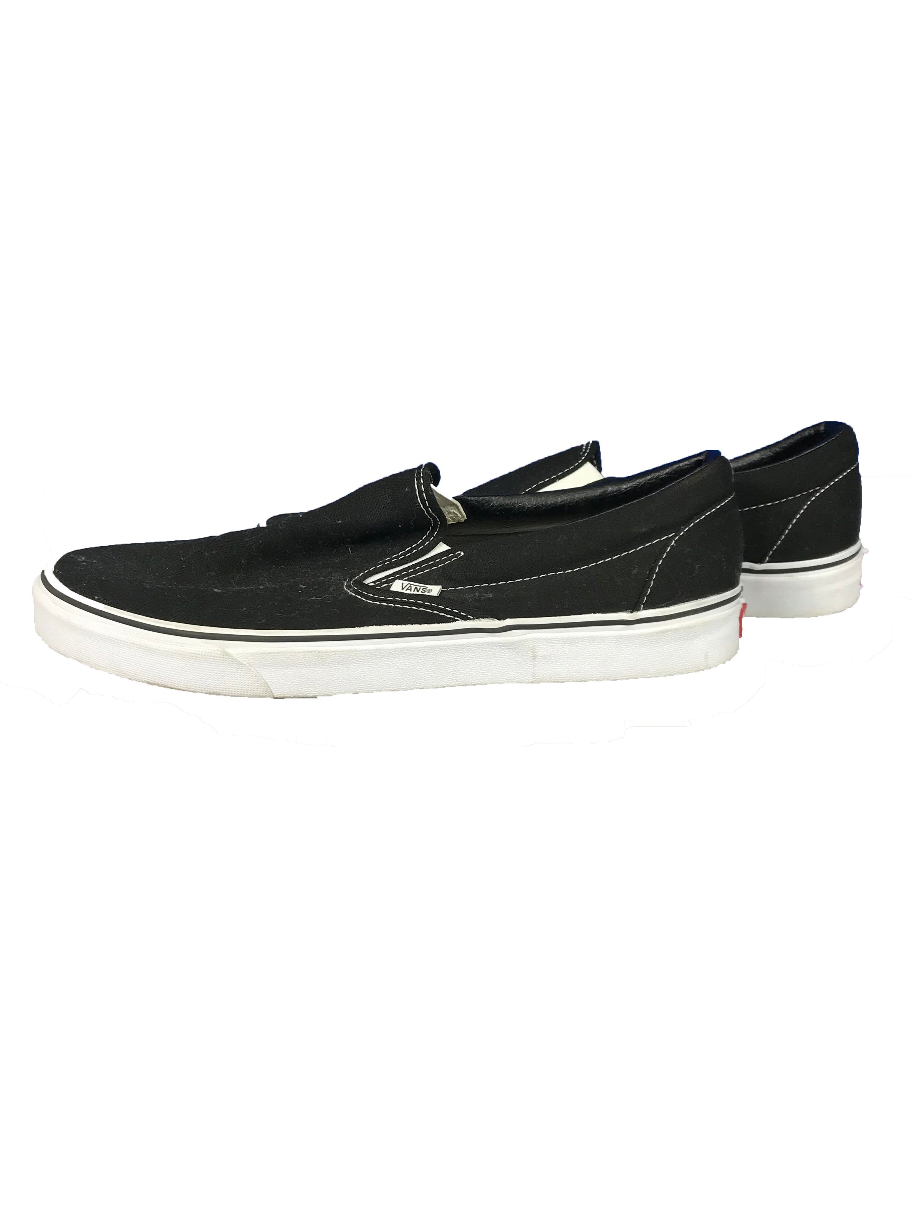 Vans Off The Wall Black Slip-On Canvas Shoes Men's Size 13