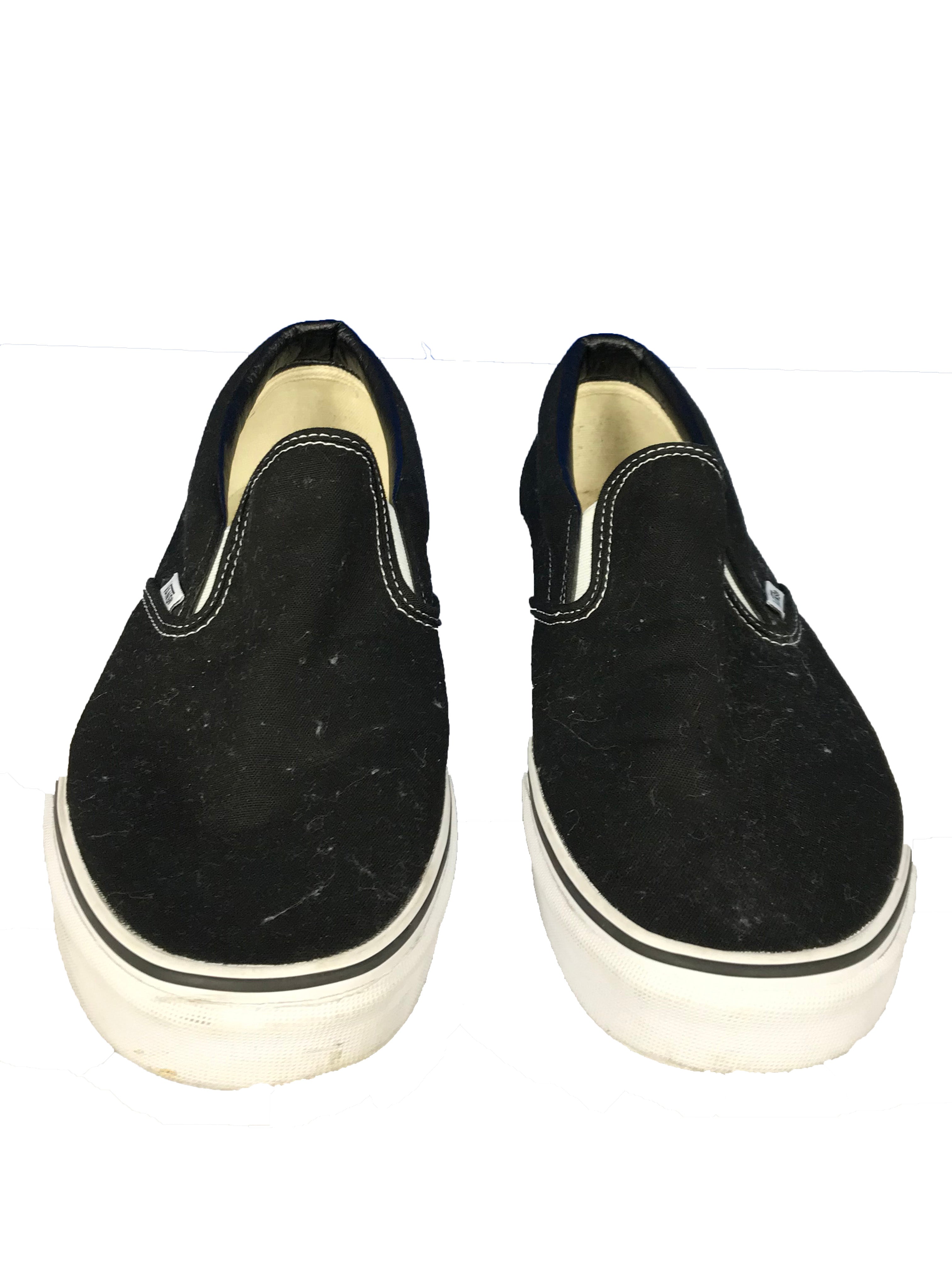 Vans Off The Wall Black Slip-On Canvas Shoes Men's Size 13