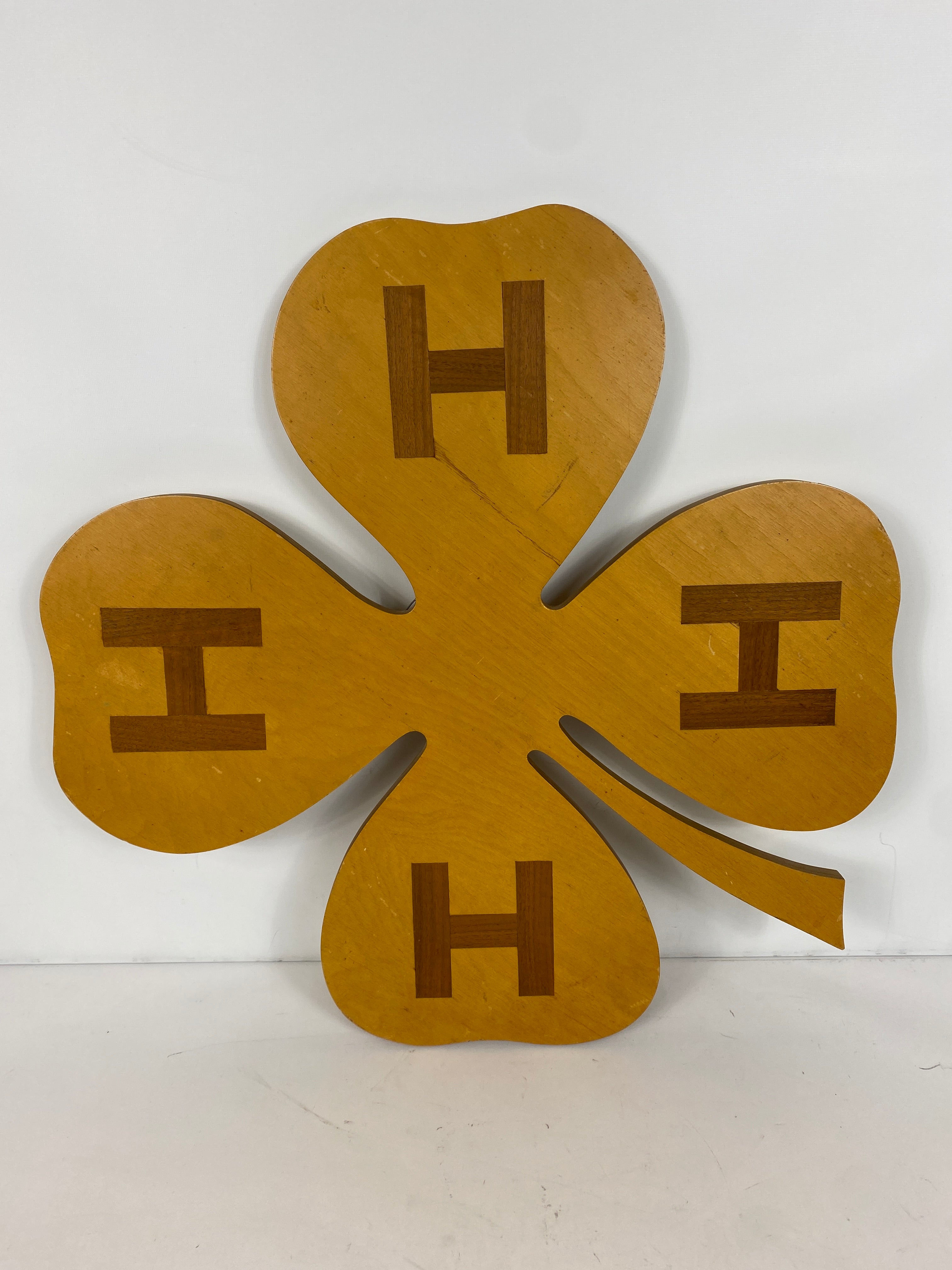 Handmade 26" Wooden Inlaid 4-H Clover Decor