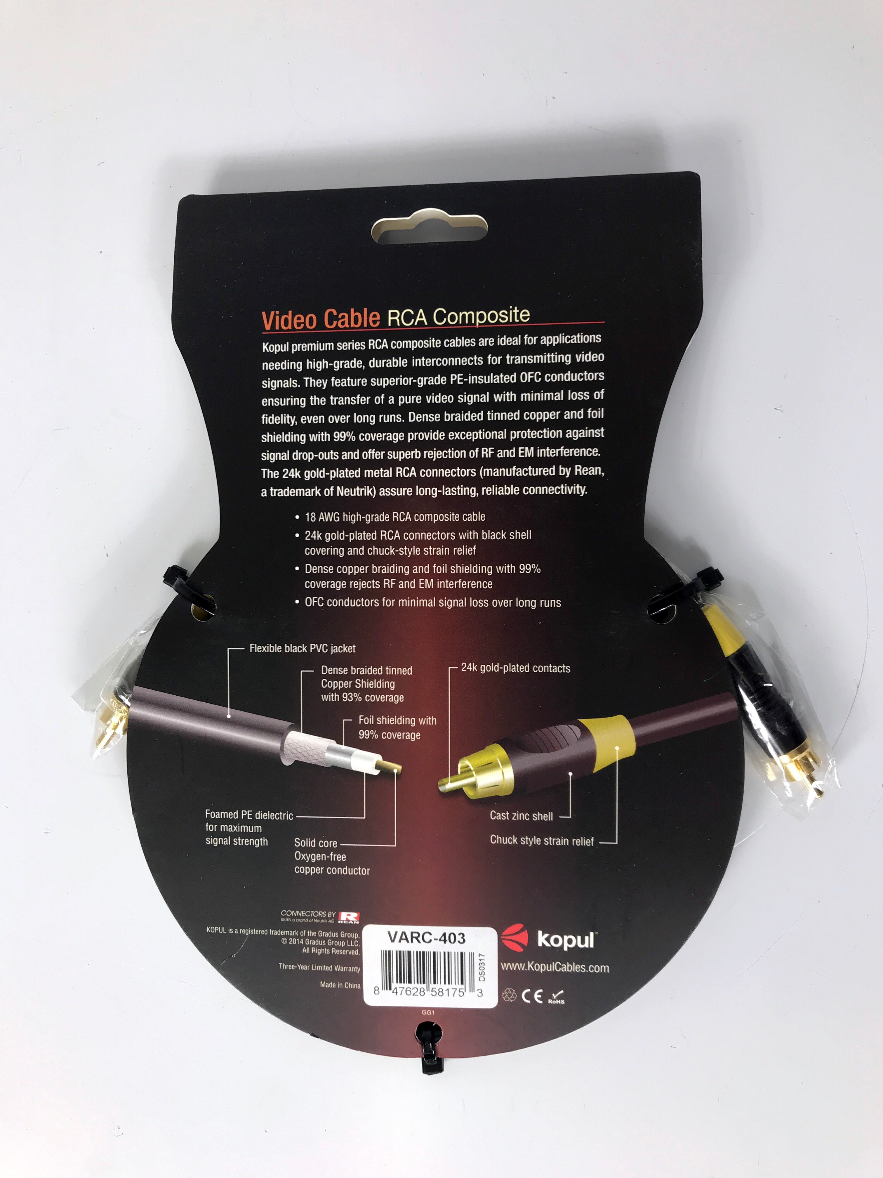 Kopul Premium Series RCA Composite Video Cable (3') *New*