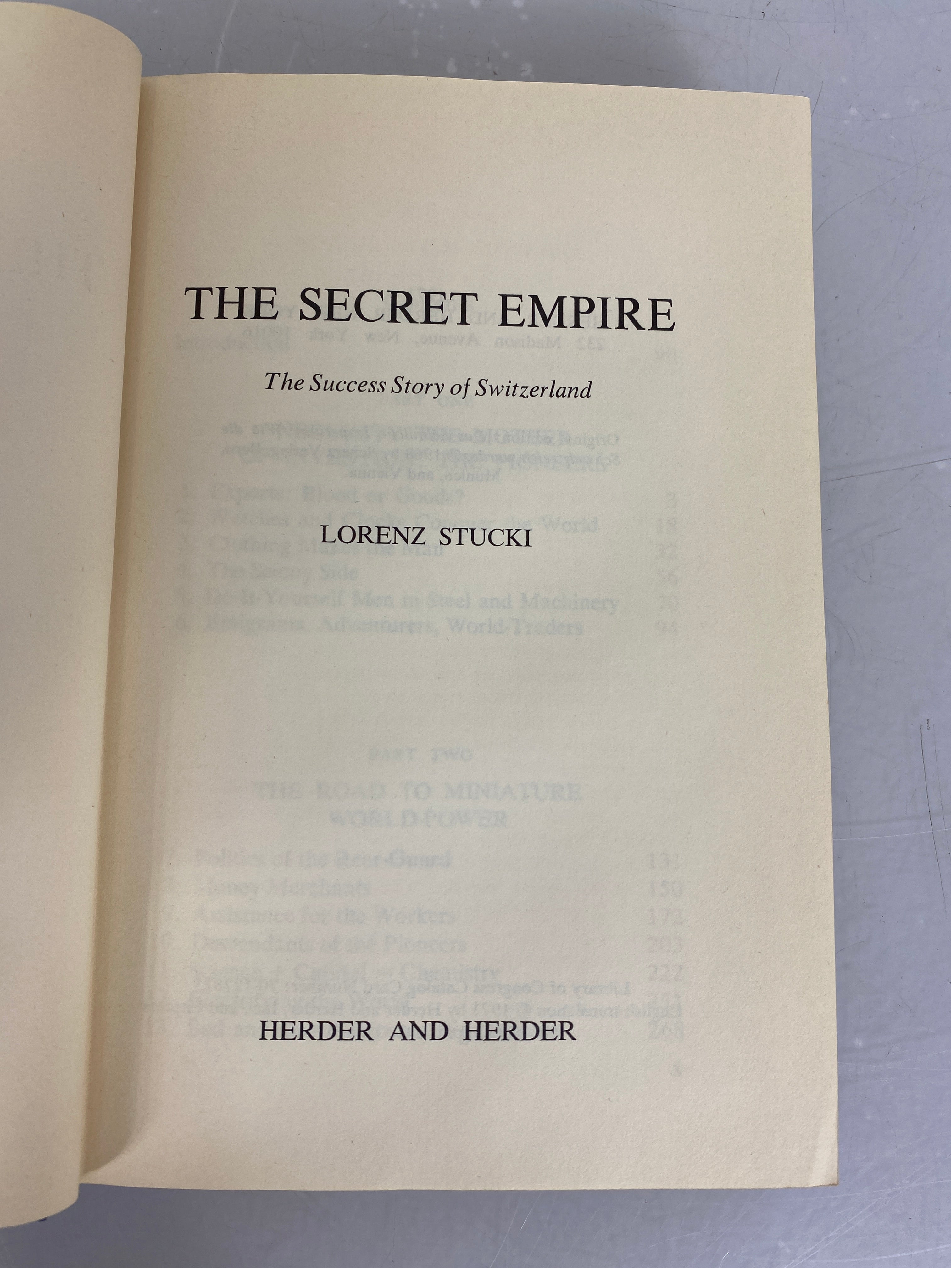 The Secret Empire the Success Story of Switzerland by Lorenz Stucki 1971 HC DJ