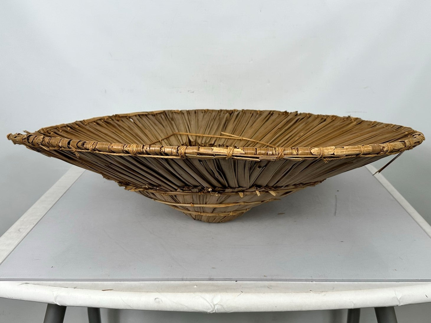 Vintage 33" Woven Palm Leaf Krahn Tribal Hat
