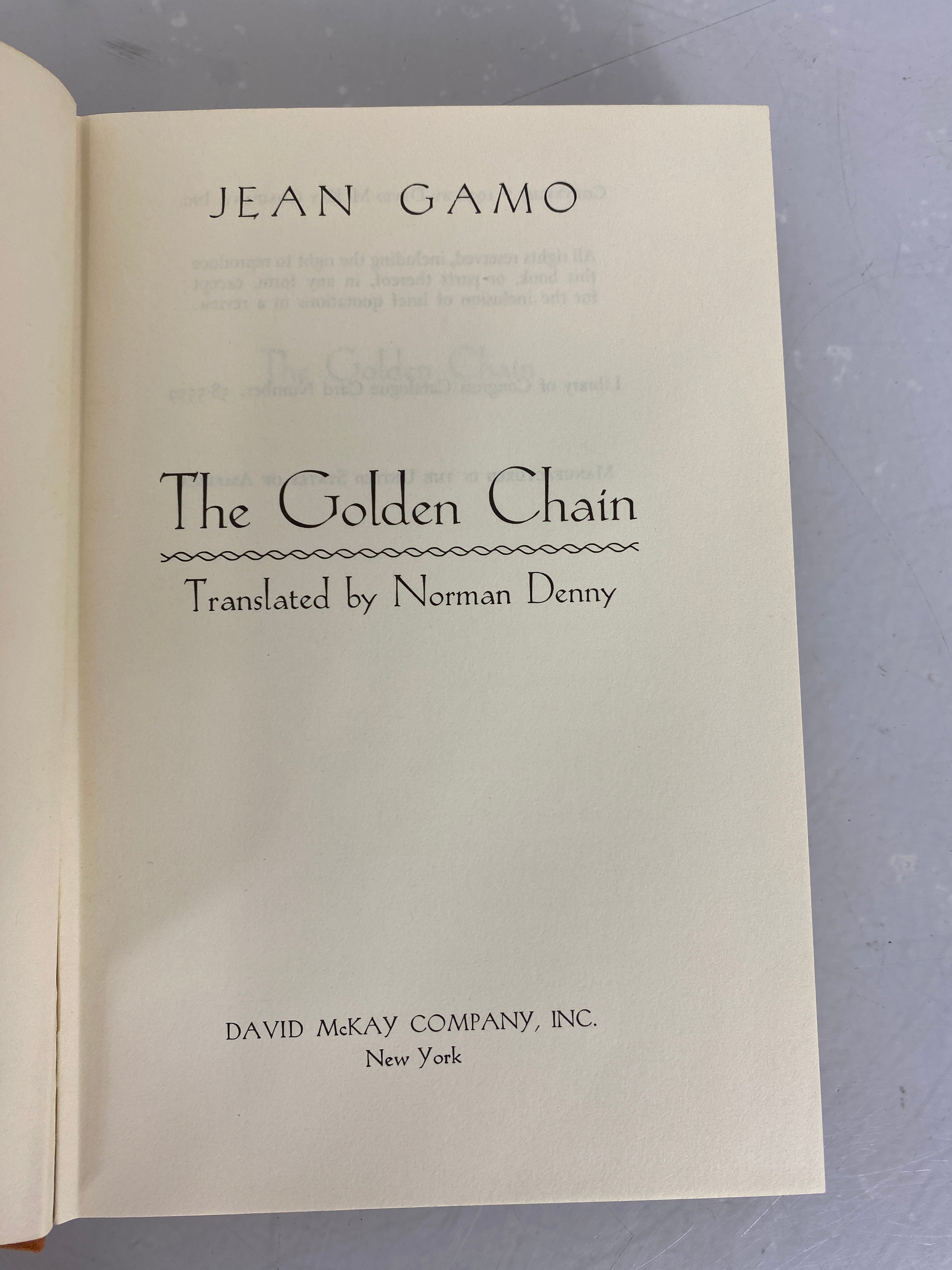 The Golden Chain by Jean Gamo 1958 HC DJ