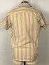 Sir Walter Vintage Tan and Striped Short Sleeve Button-Up Shirt Men's Size Medium
