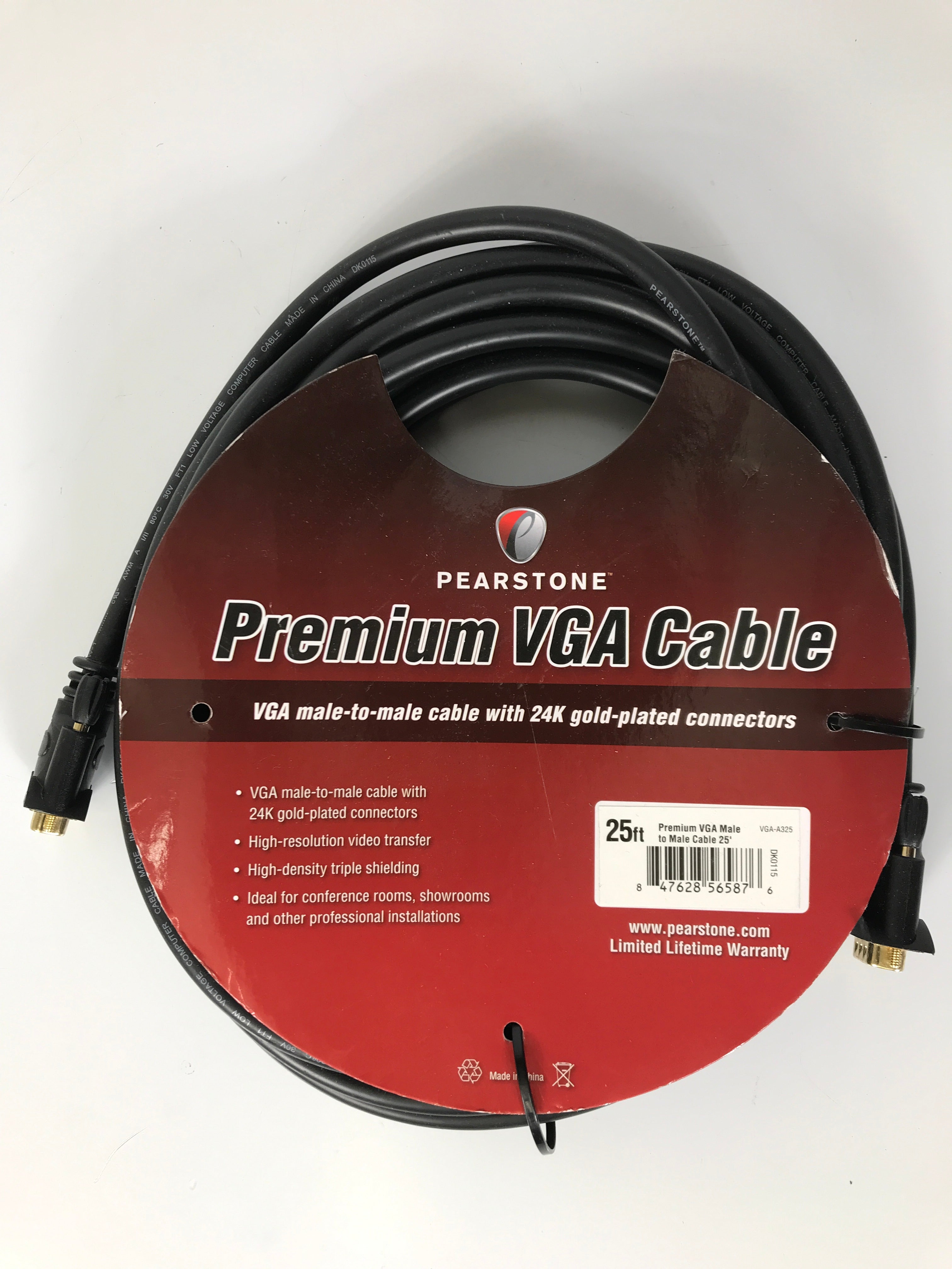 Pearstone Premium VGA Male-to-Male Cable 25'
