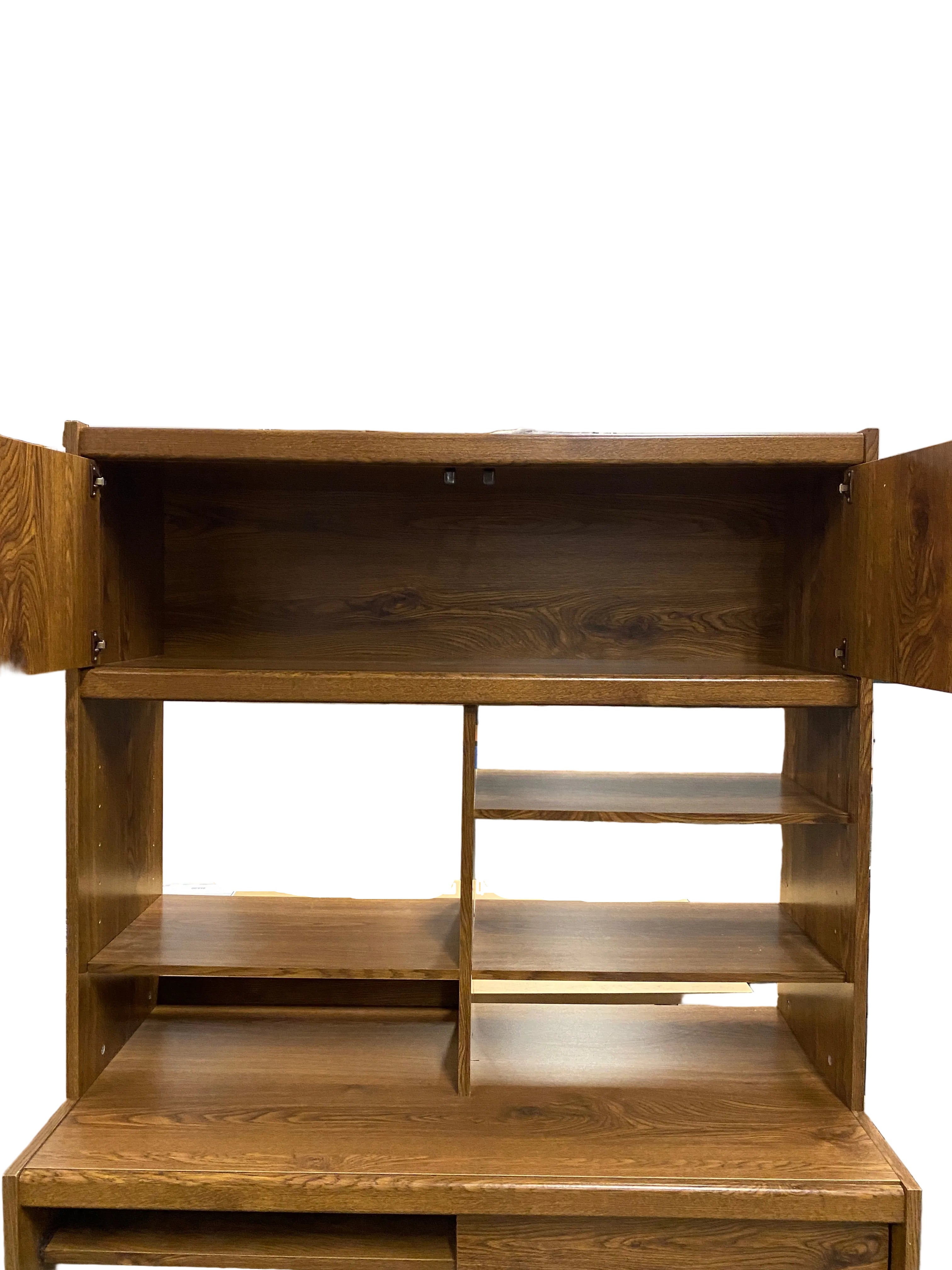 Wooden Desk With Shelves & Cabinet
