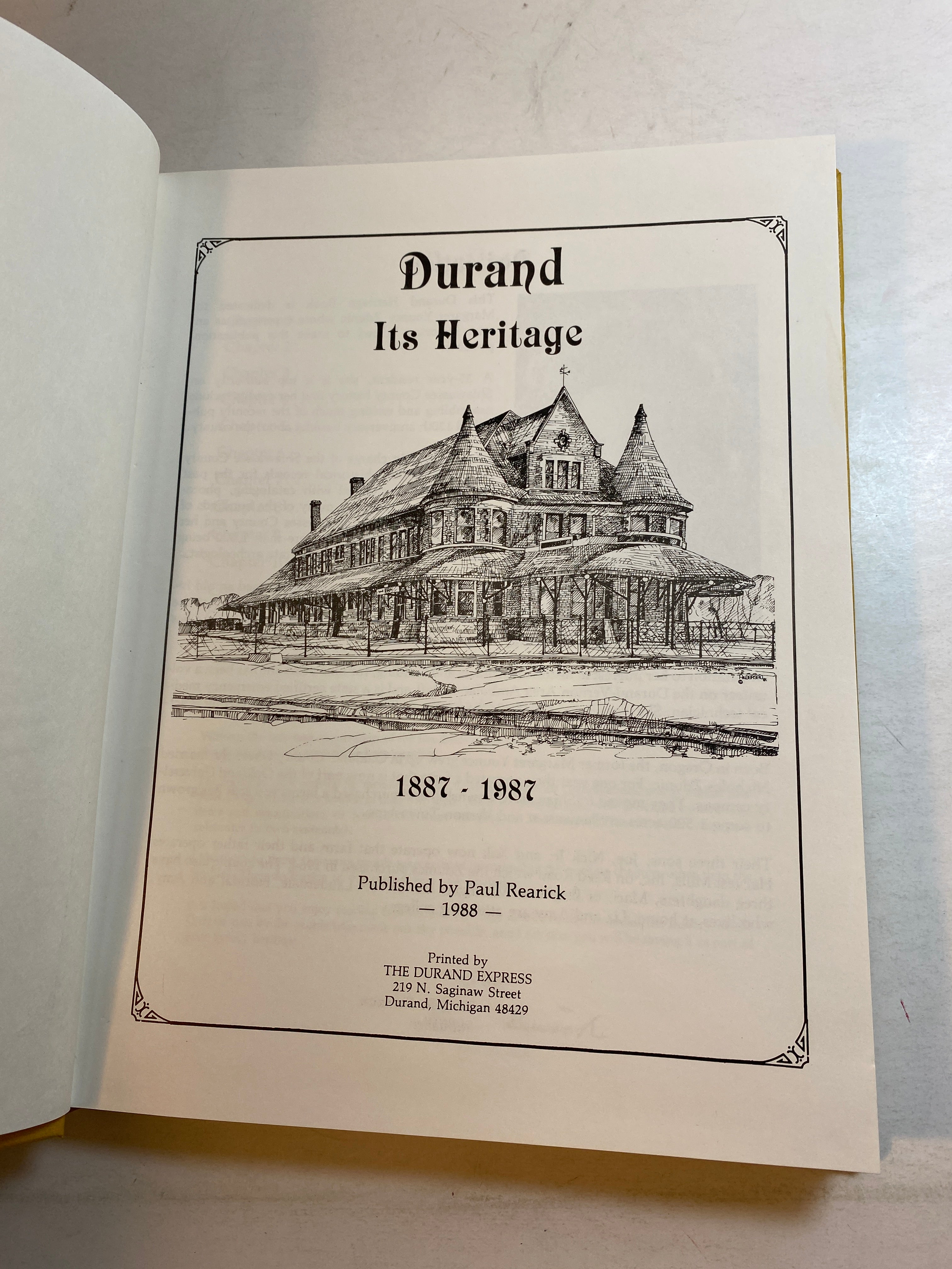 Durand, Mchigan Its Heritage 1887-1987 HC 1988