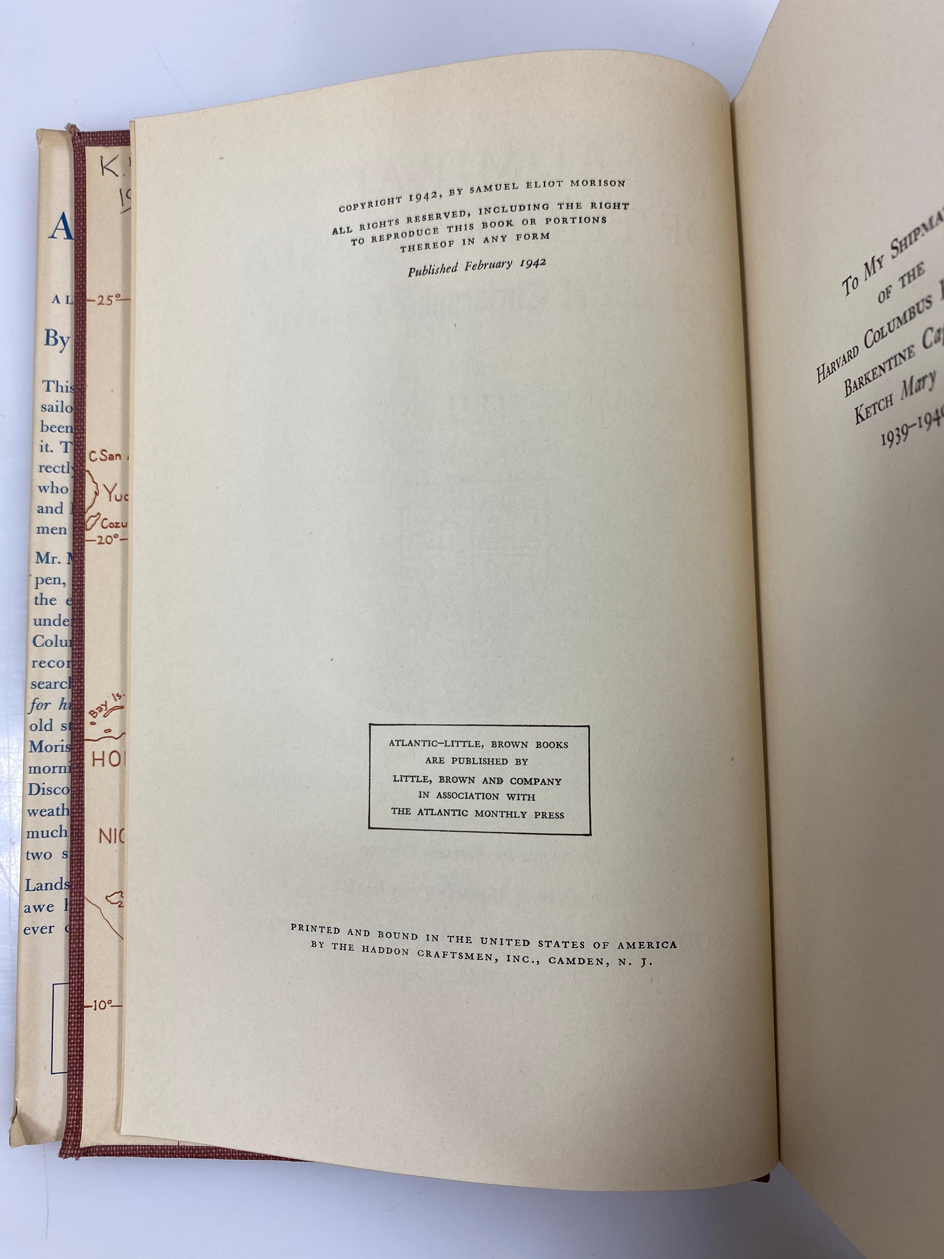 Admiral of the Ocean Sea by Samuel Eliot Morison 1942 HCDJ