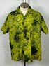 Vintage Chartreuse Leaf-Design Short Sleeve Button-Up Shirt Men's Size Unknown