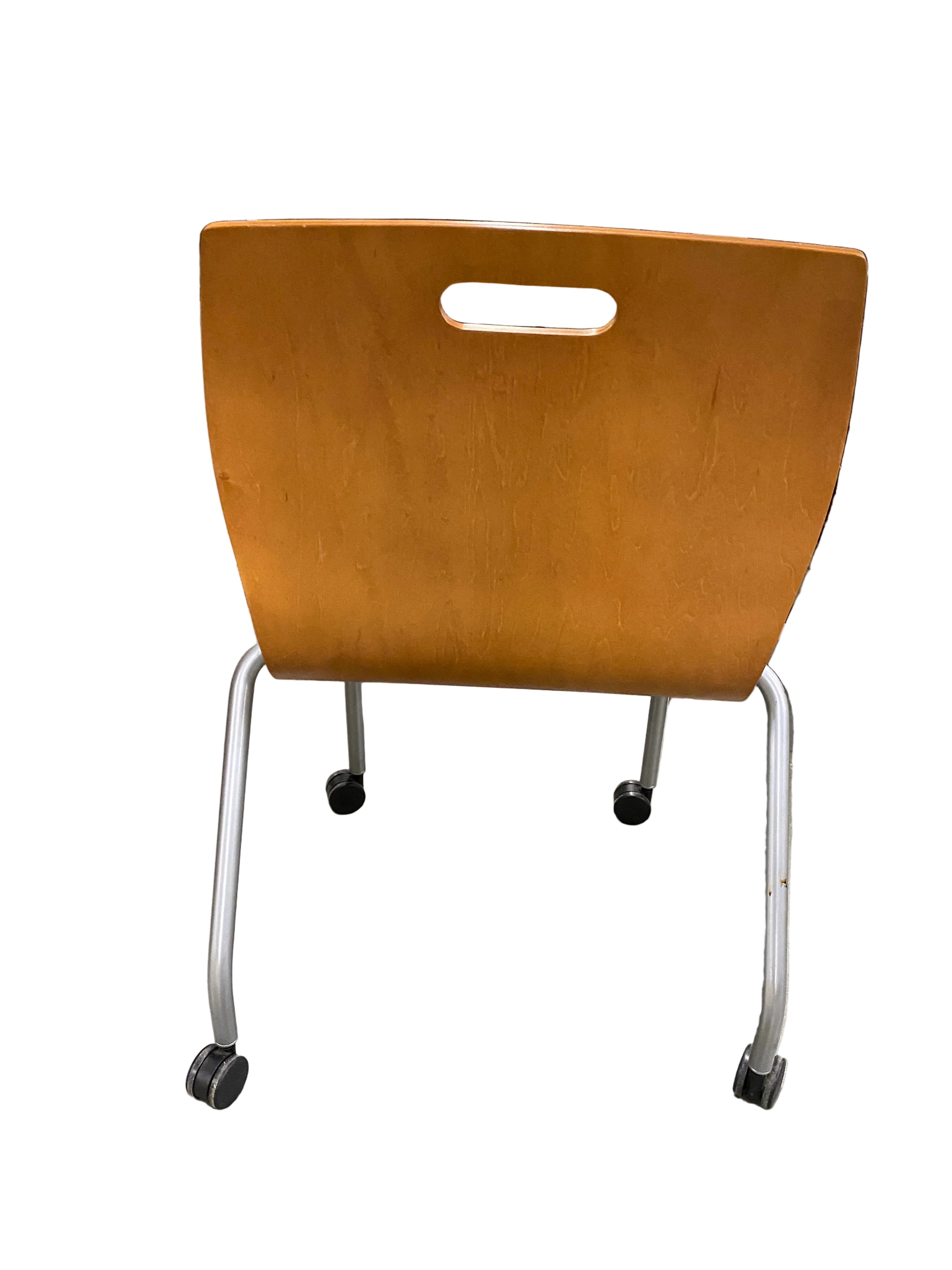 Steelcase Wooden Back Green Patterned Upholstery