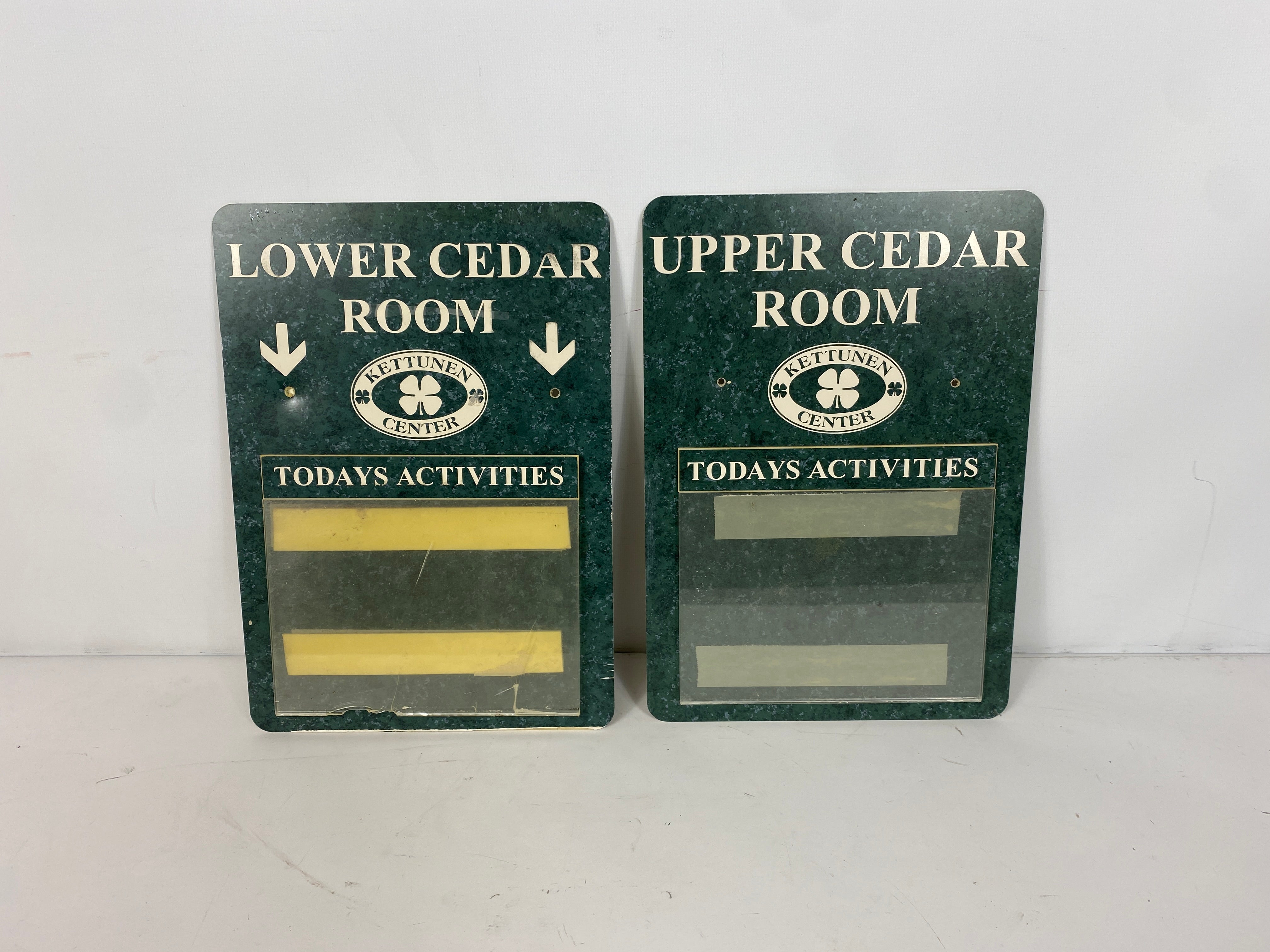 Upper and Lower Cedar Room Signs from Kettunen Center