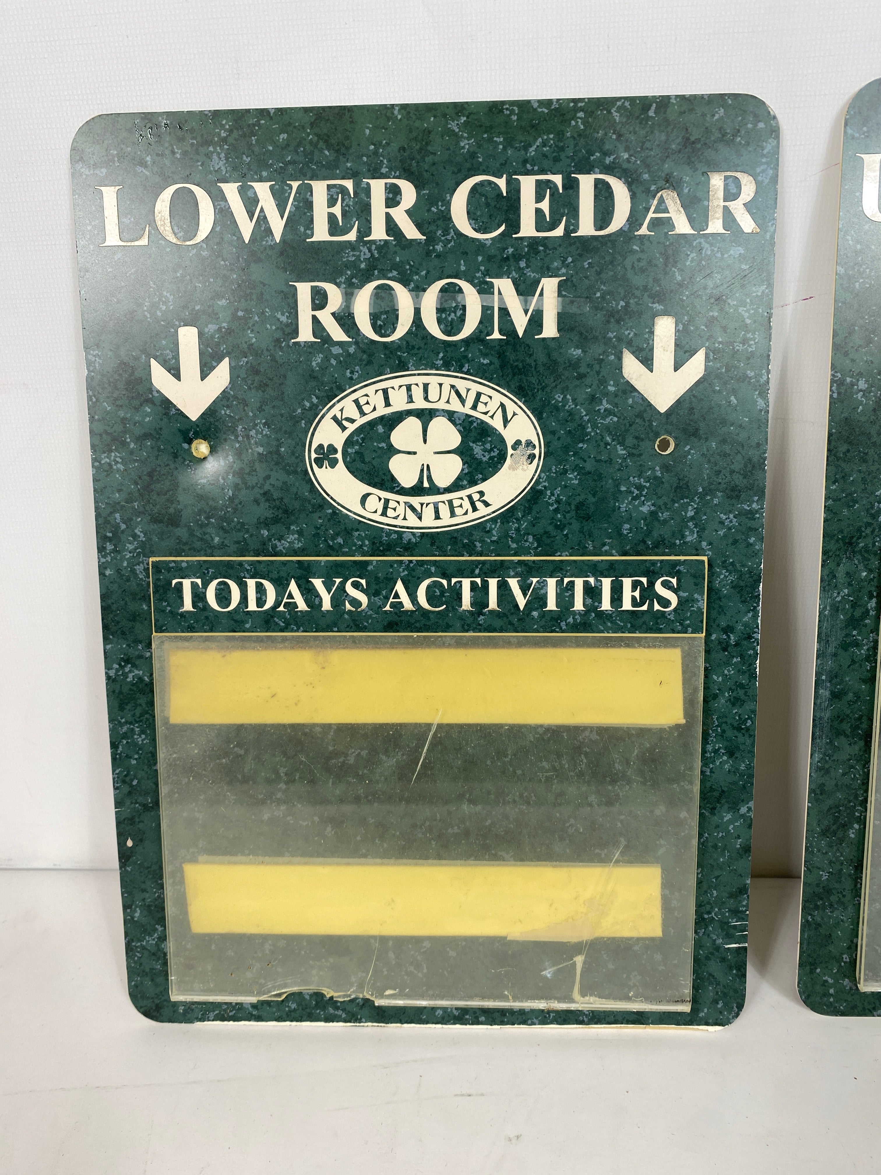 Upper and Lower Cedar Room Signs from Kettunen Center