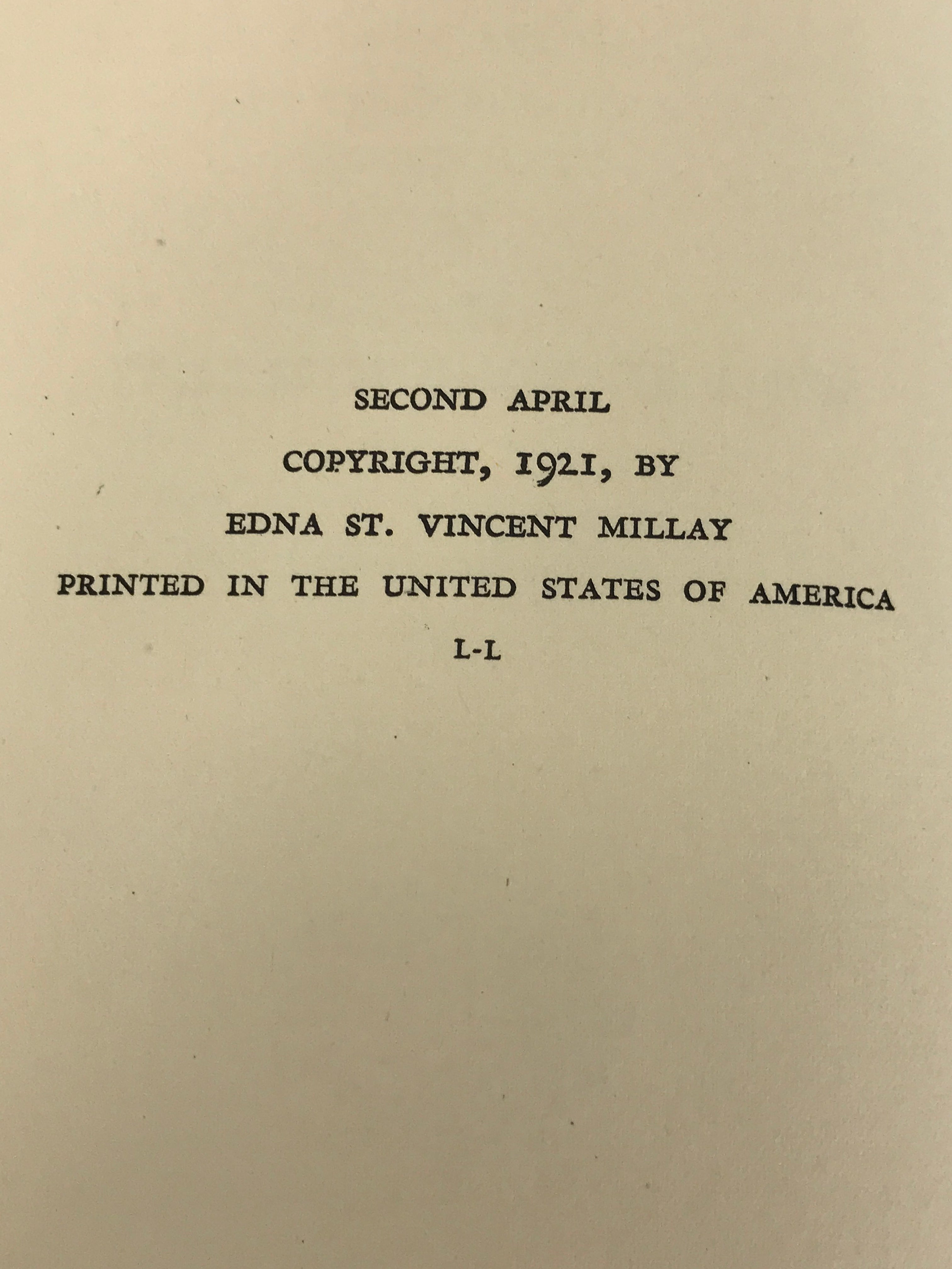 Second April by Edna St. Vincent Millay 1921 First Edition HC