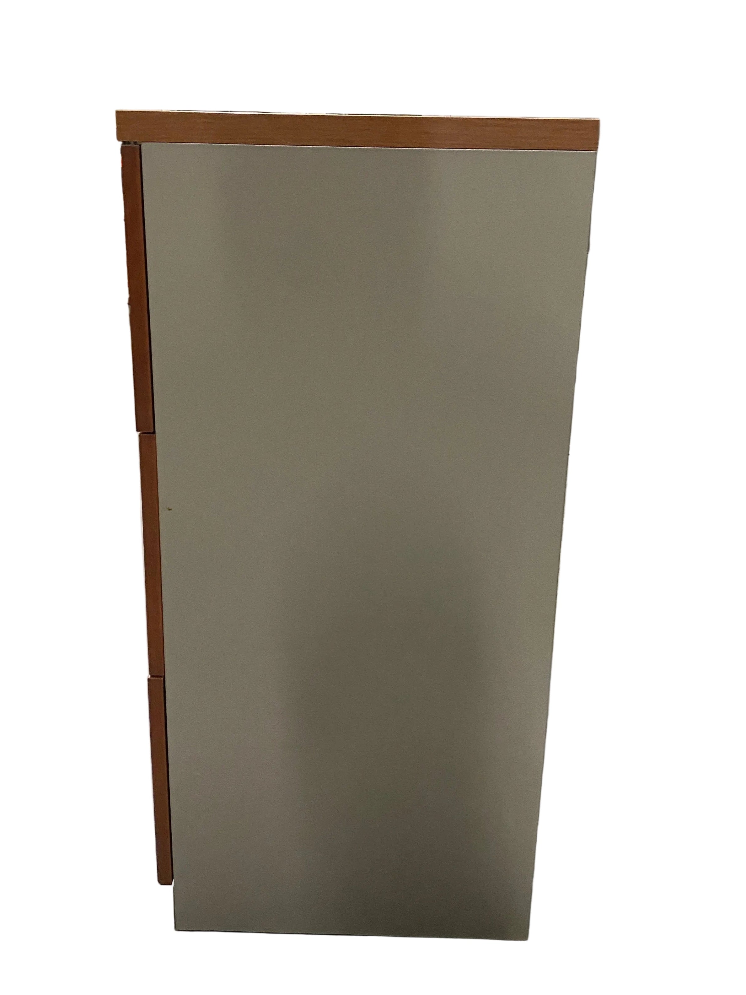 Steelcase #RLF18363W Wooden Facade Grey Metal Office 3 Drawer Later File Cabinet