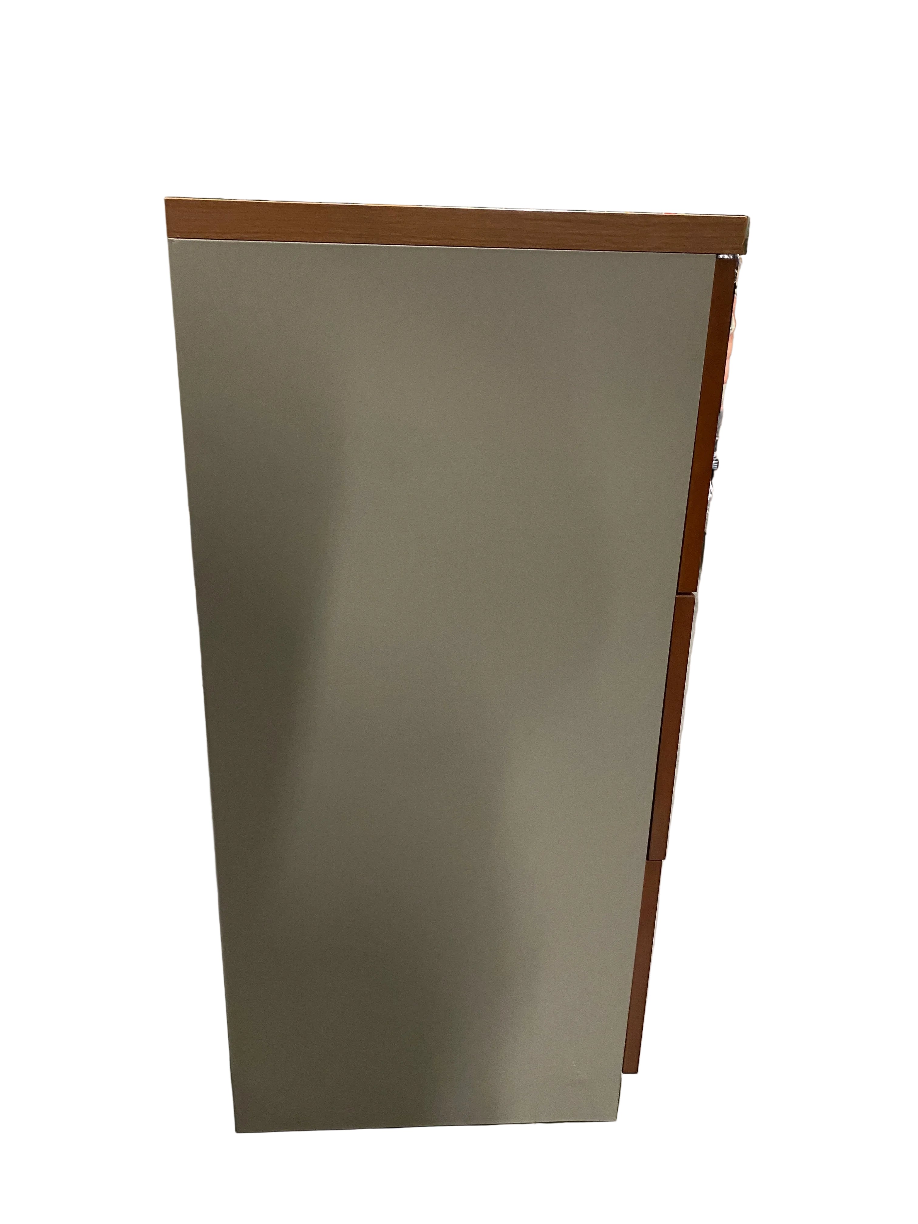 Steelcase #RLF18363W Wooden Facade Grey Metal Office 3 Drawer Later File Cabinet