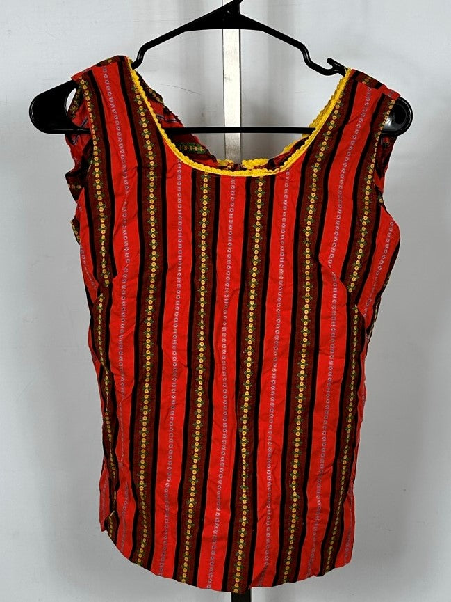 Vintage Red and Black Striped Sleeveless Blouse Women's Size Unknown