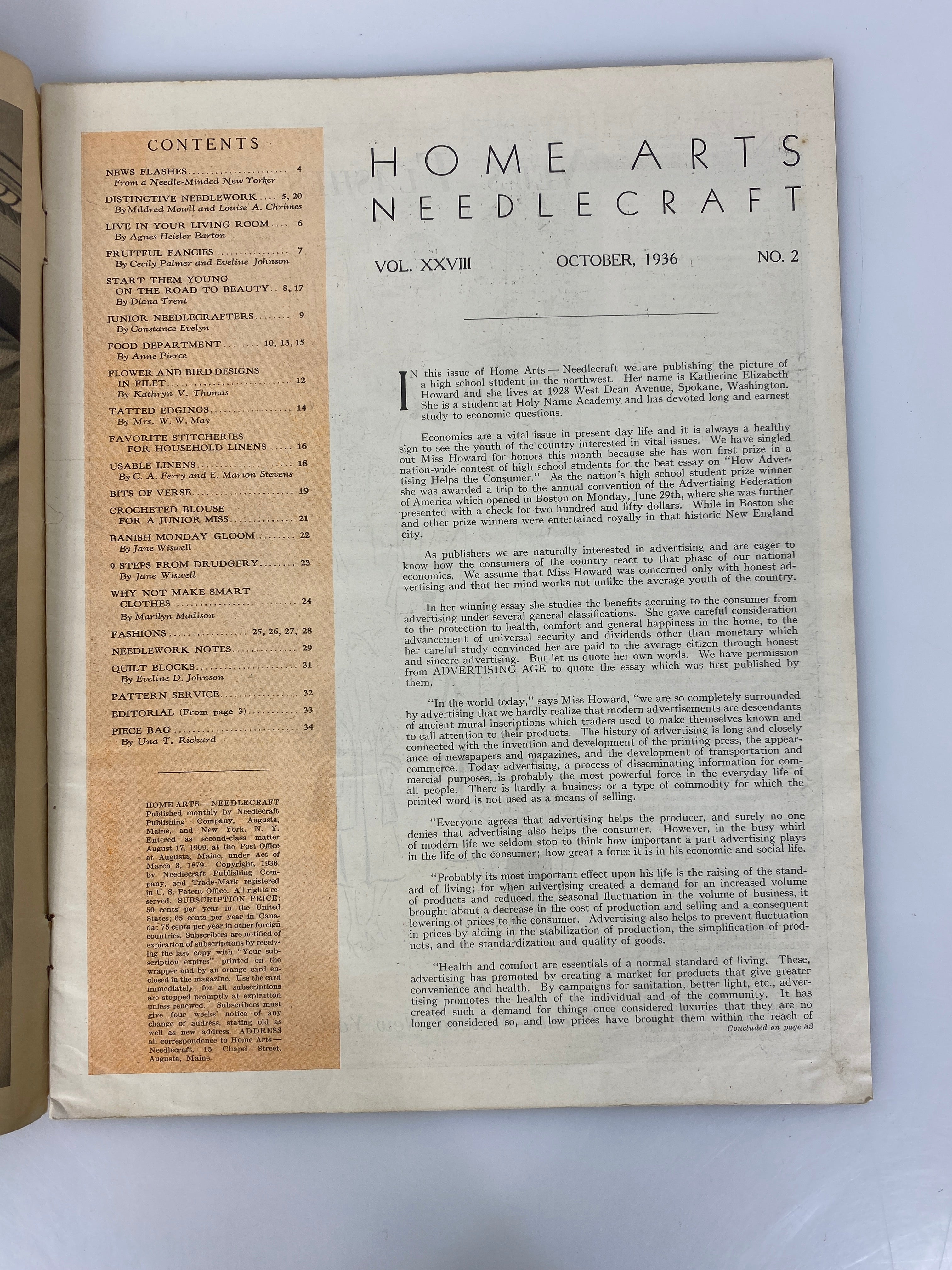 Lot of 2 Home Arts Needlecraft Periodicals 1936-1937