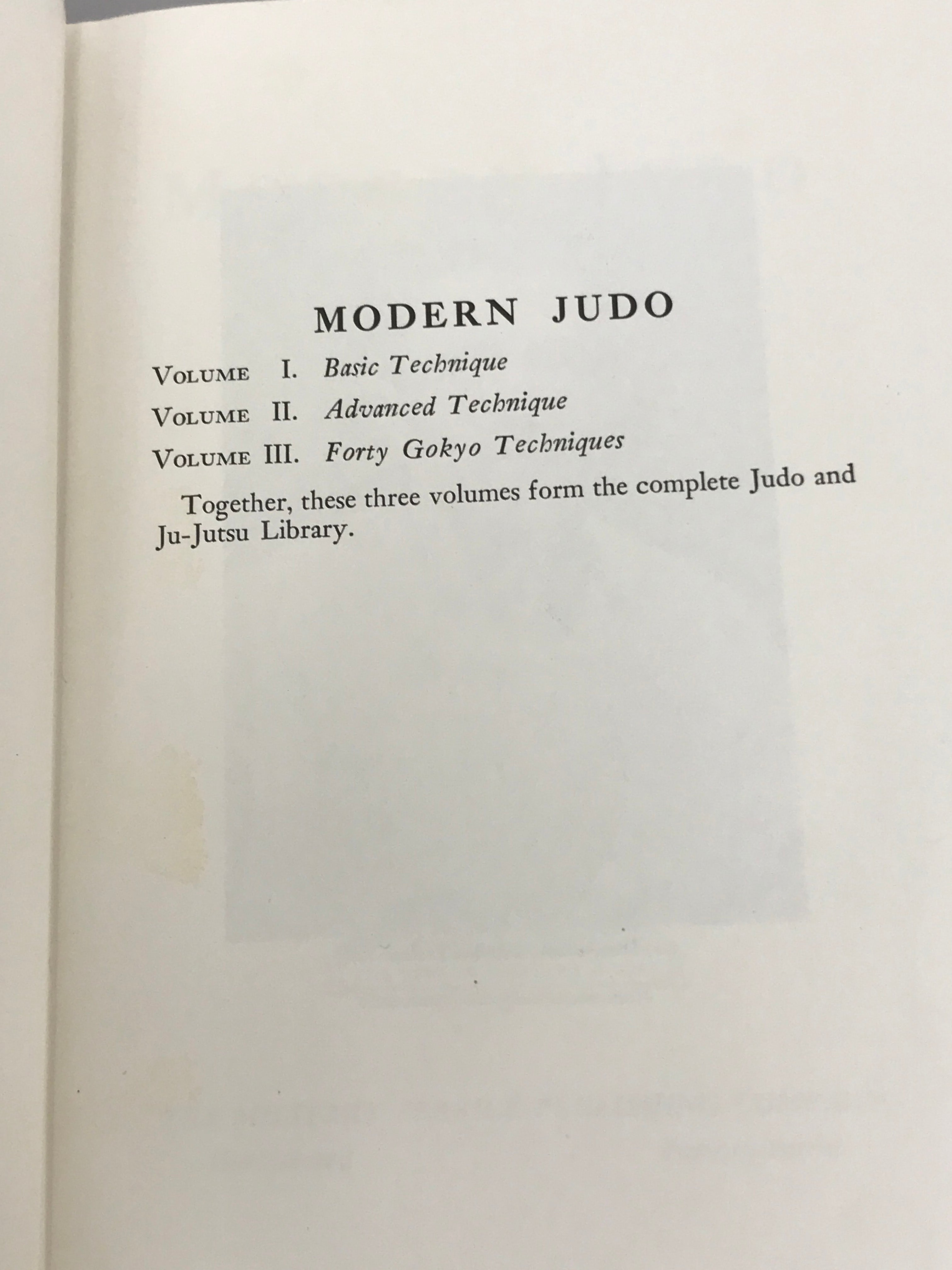 Modern Judo Volume I Basic Technique by Charles Yerkow 1956 HC