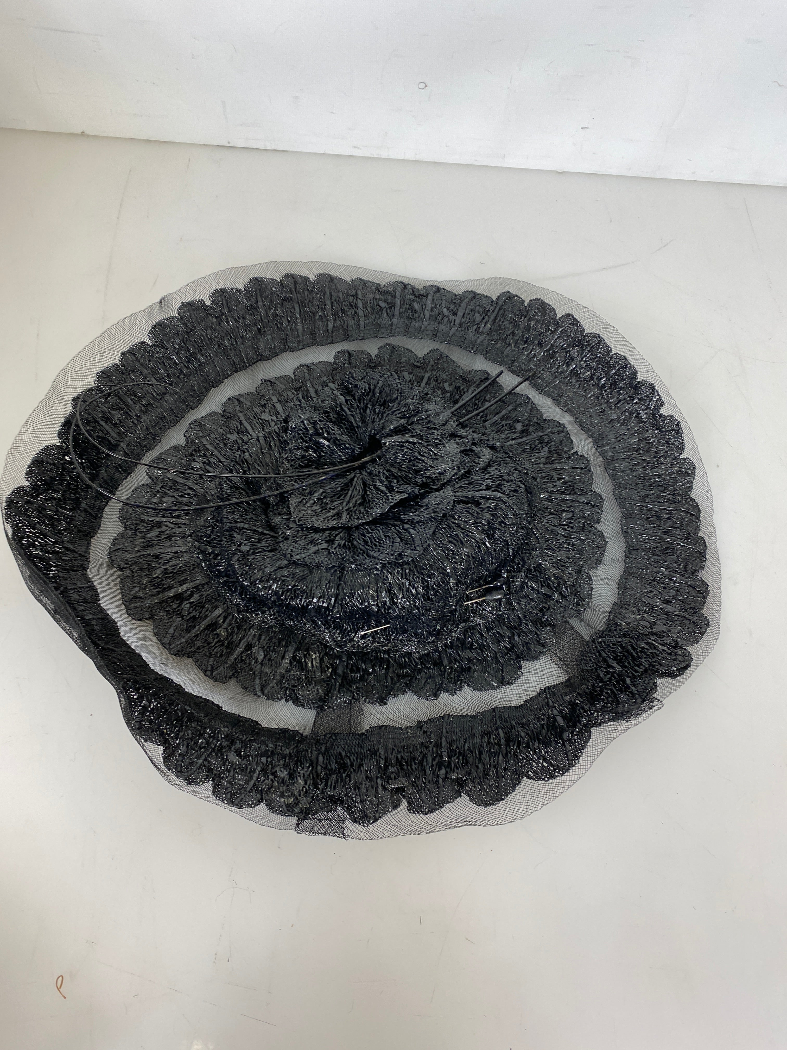 Vintage 1930's Black Wide Brim Women's Hat