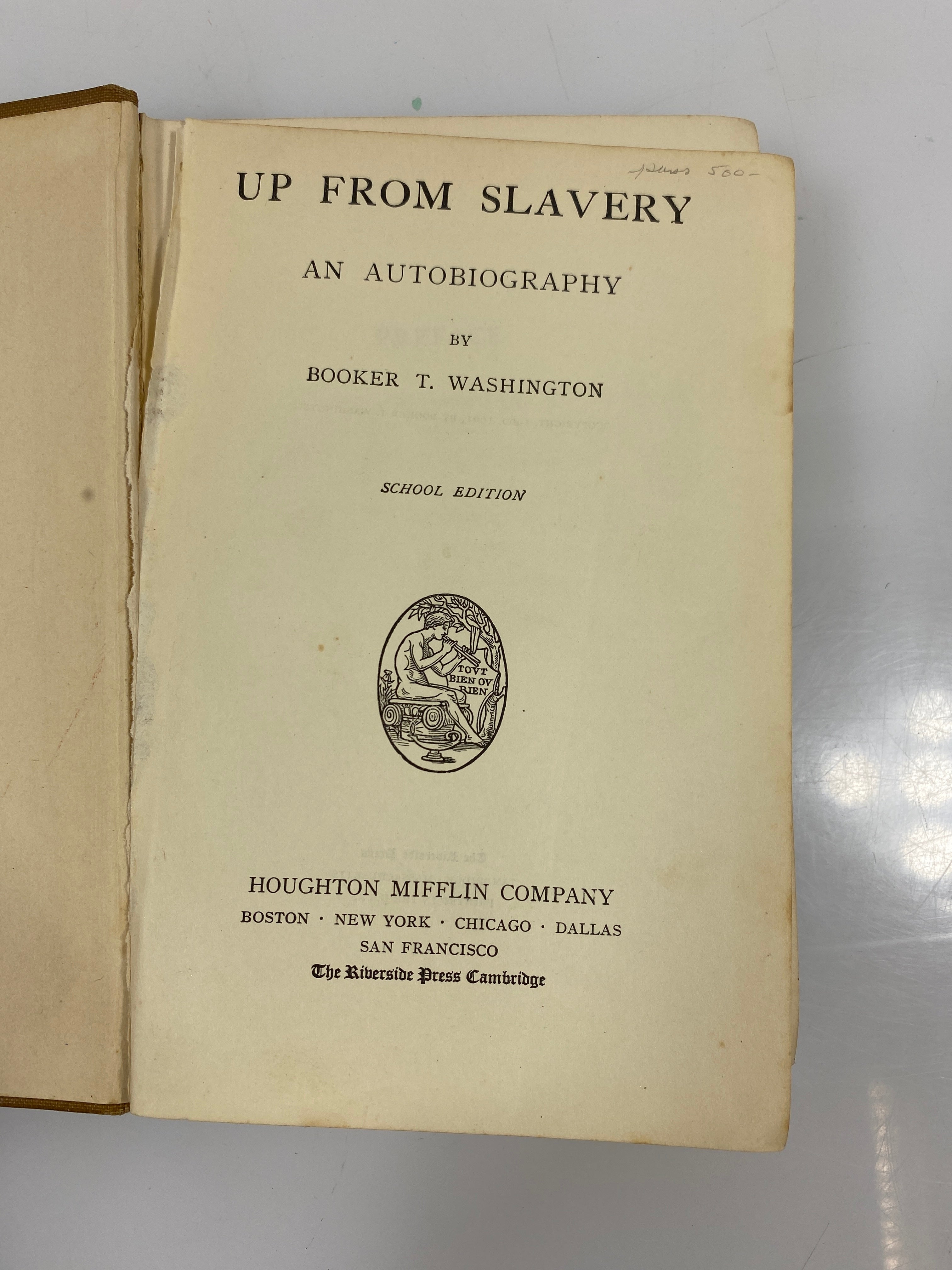 Up from Slavery Booker T. Washington School Edition 1901 HC