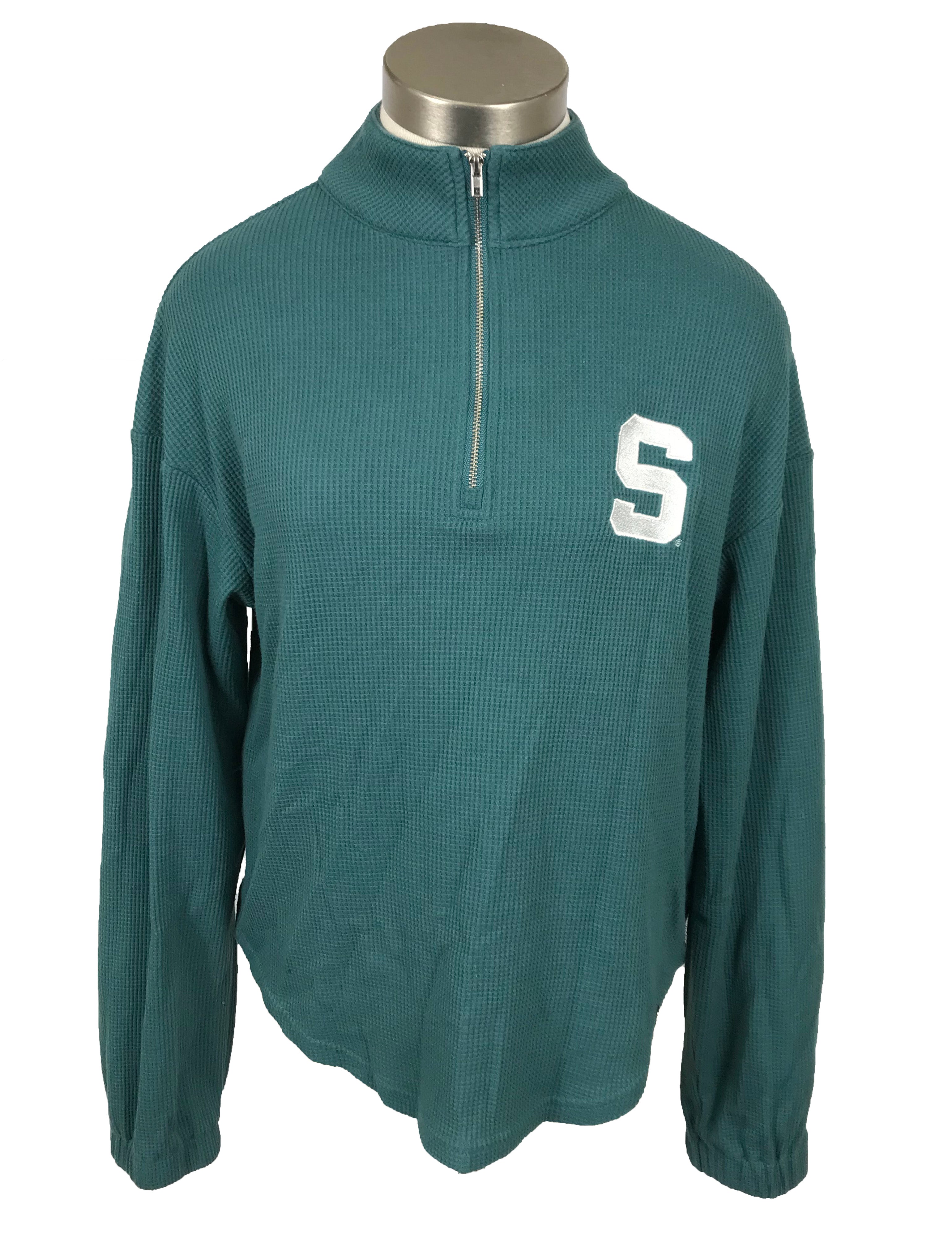 Hype and Vice Green MSU Waffle Knit Half-Zip Women's Size Small