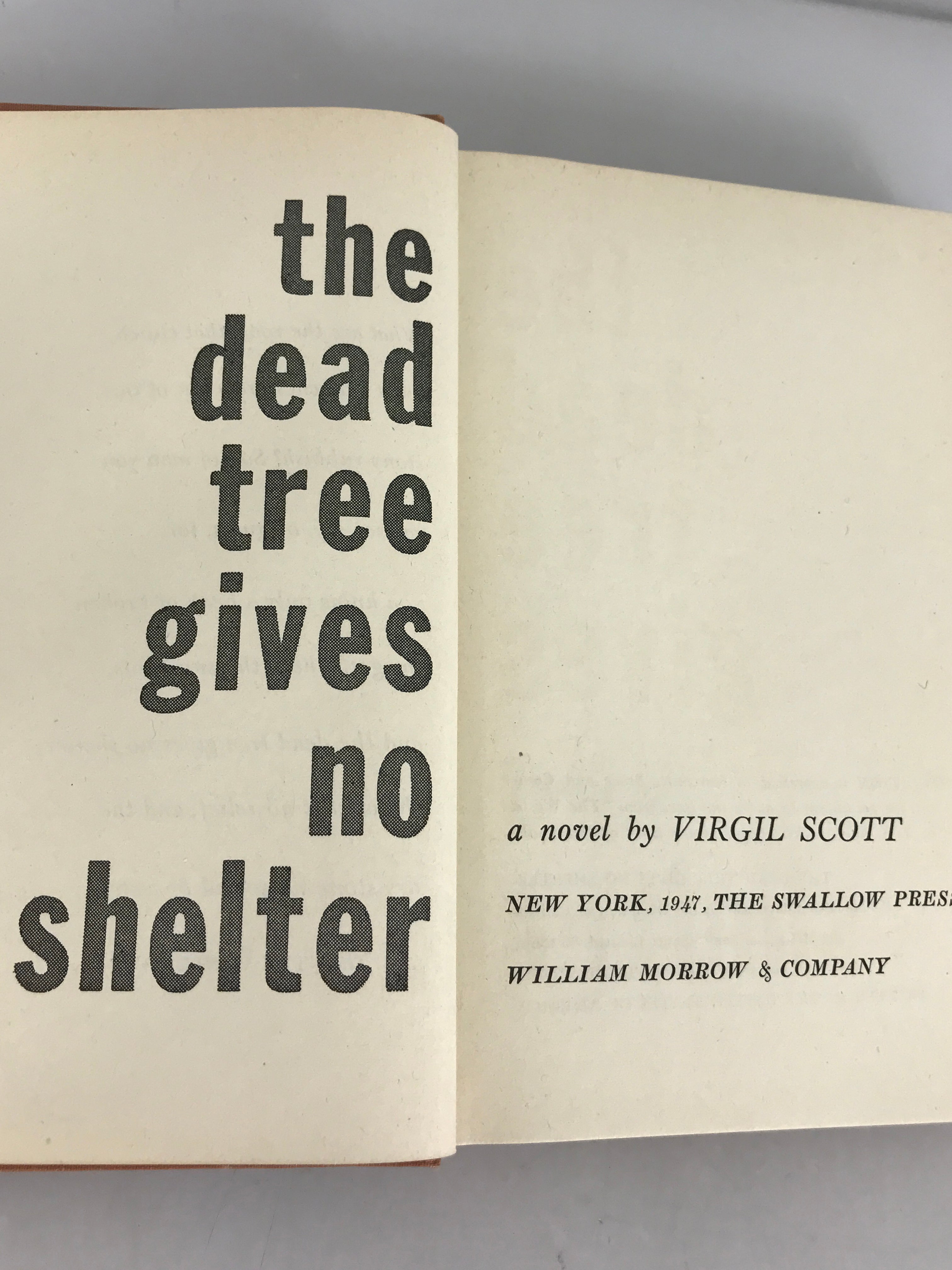 The Dead Tree Gives No Shelter by Virgil Scott 1947 First Edition HC DJ