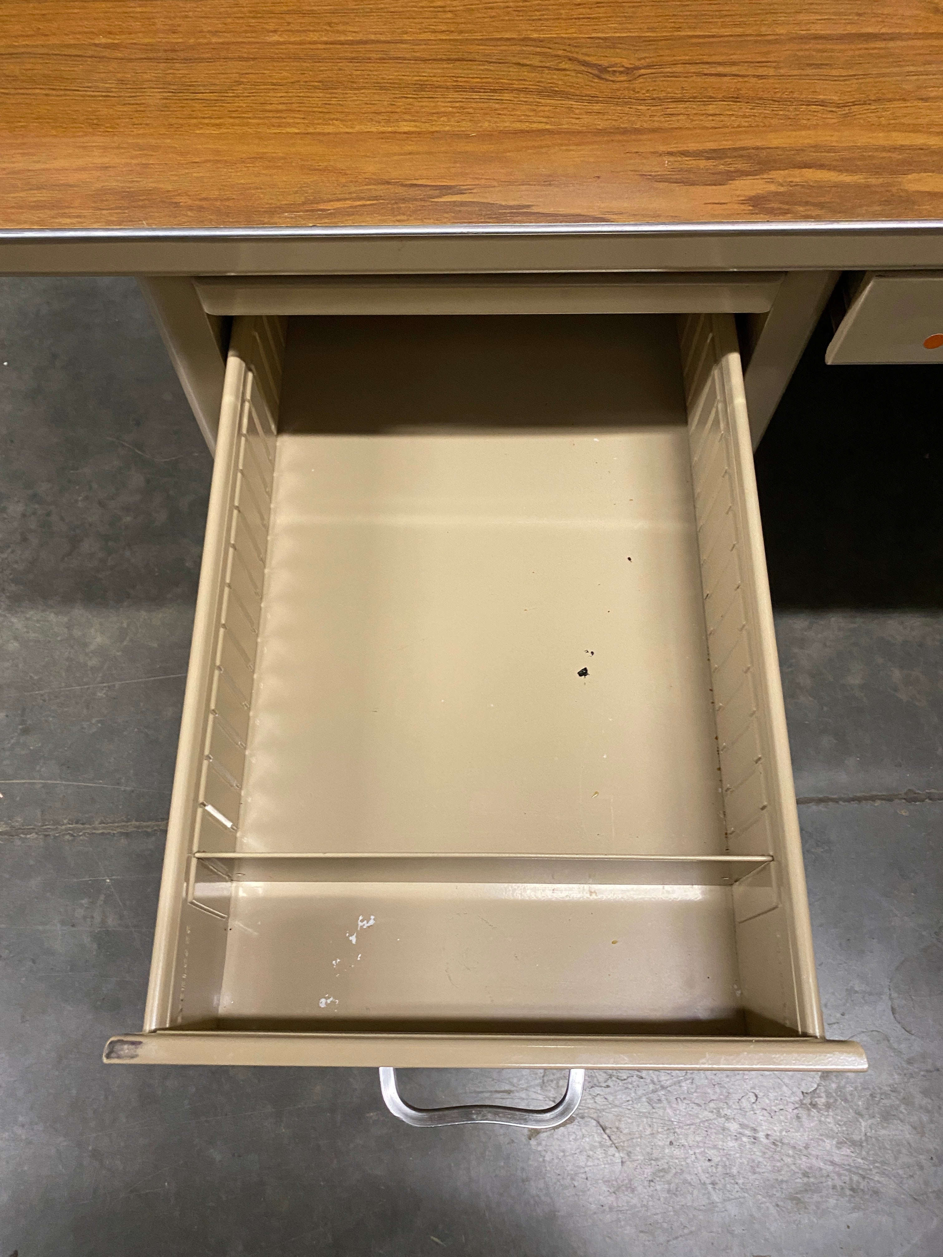 Oak Wood Desktop Metal Executive Desk