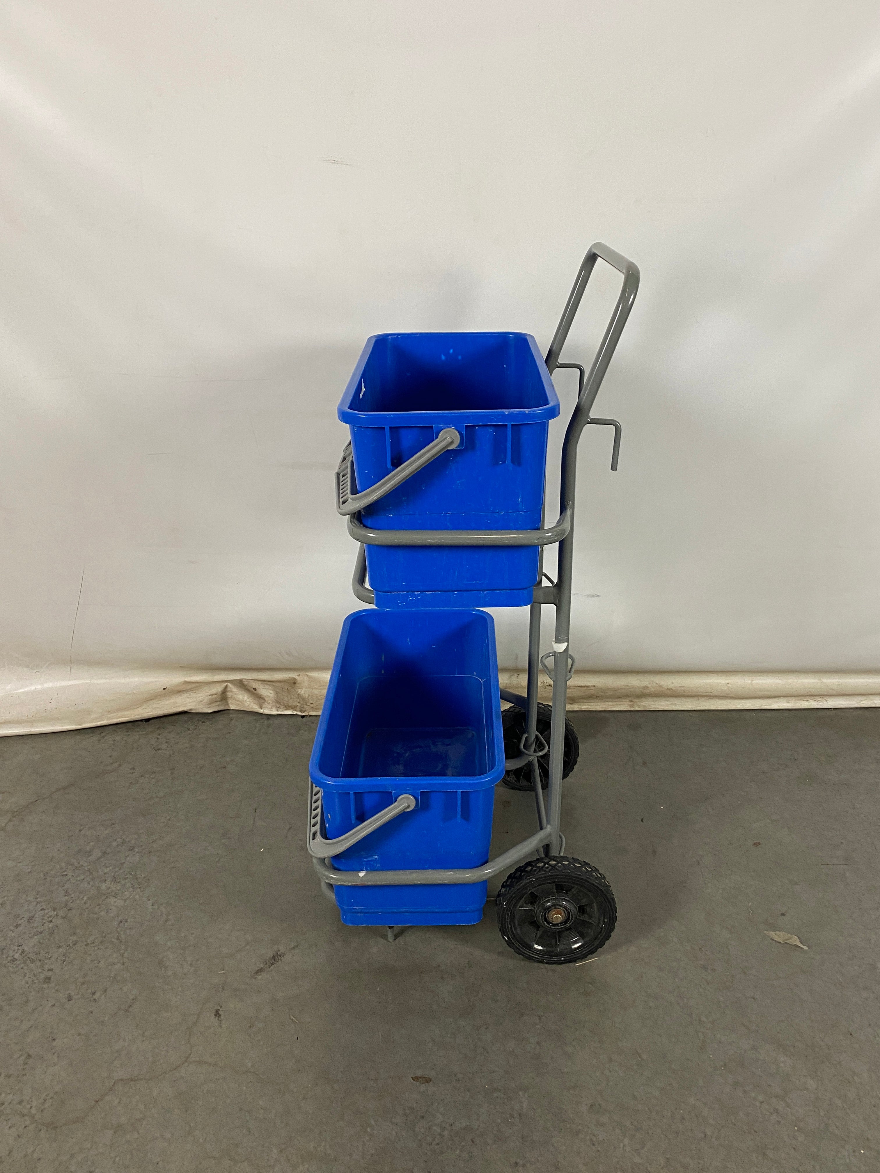 2-Shelf Mopping Trolley with Blue Buckets