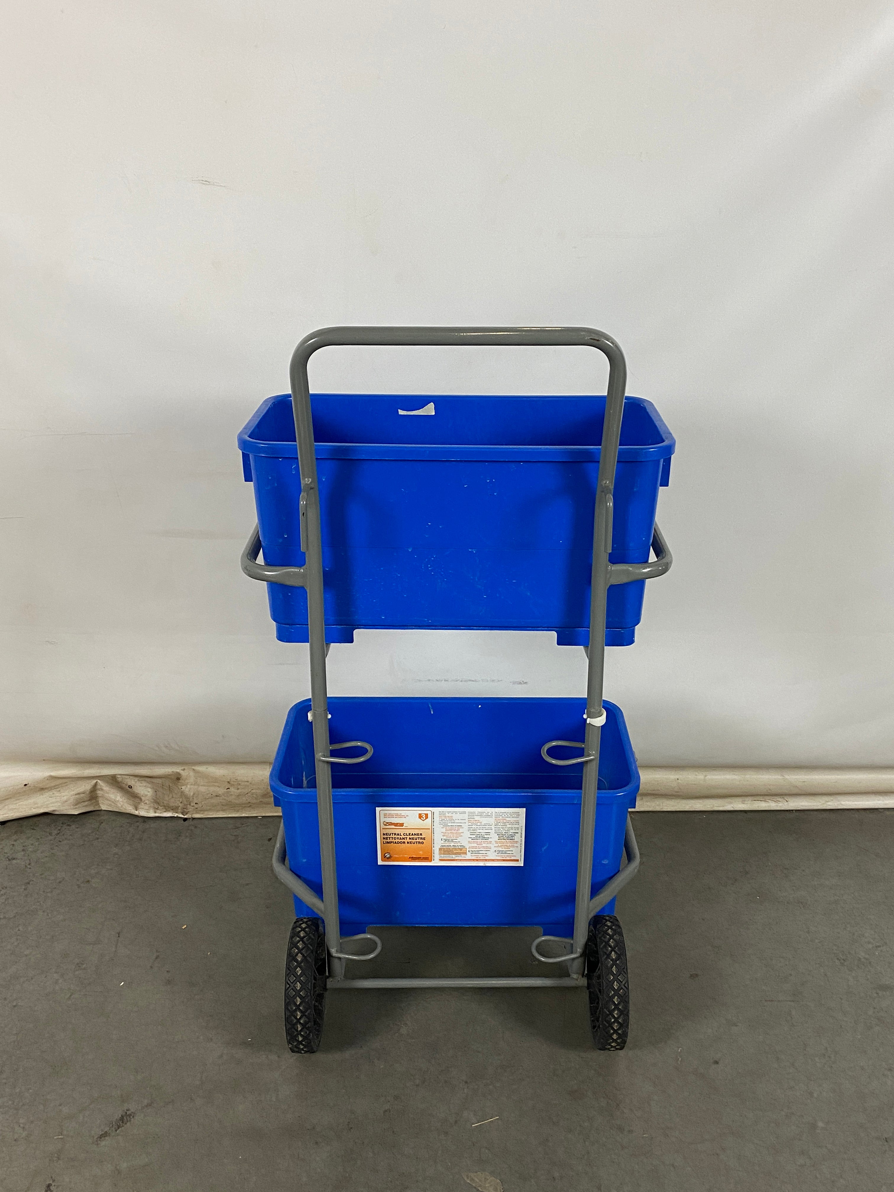 2-Shelf Mopping Trolley with Blue Buckets